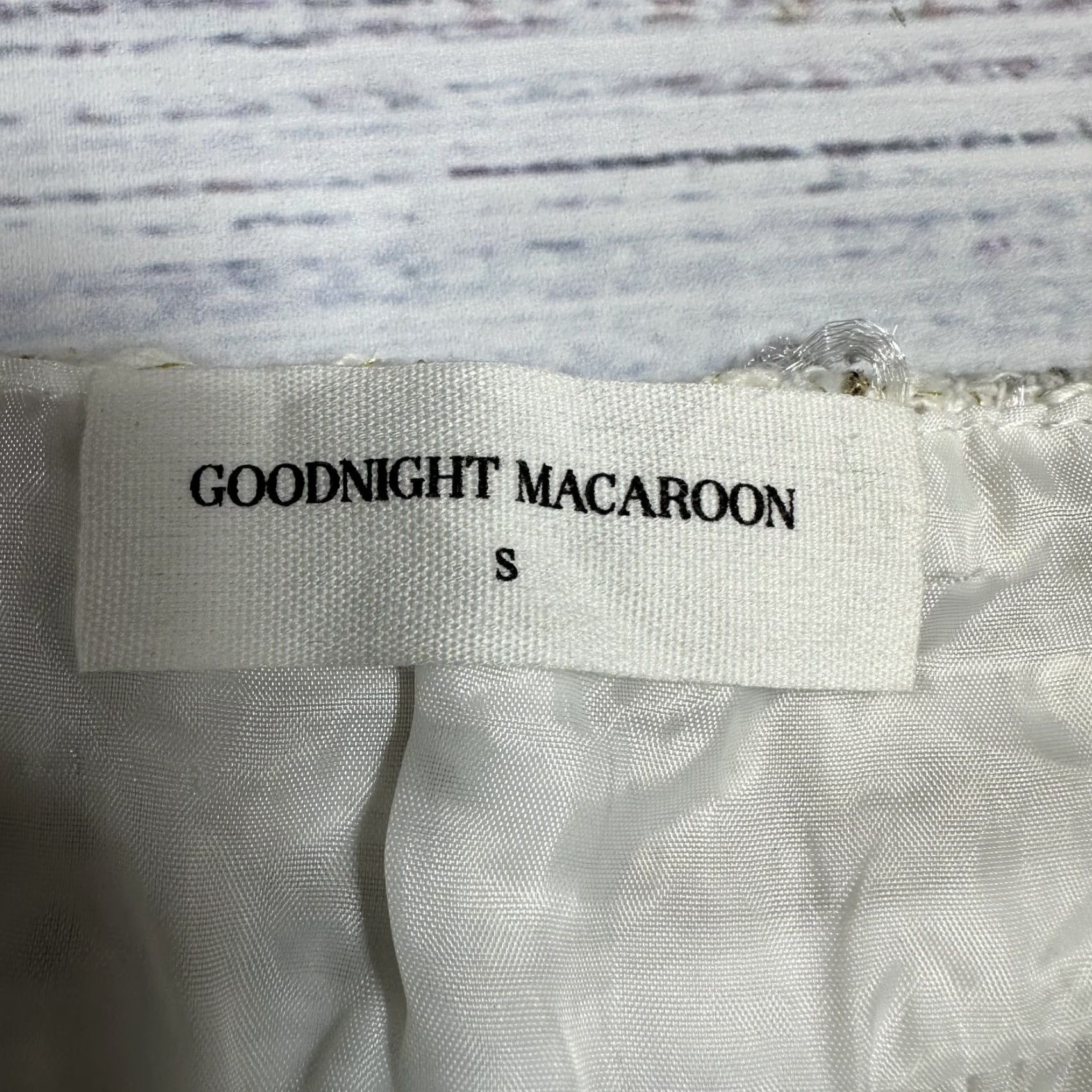 Vintage Goodnight Macaroon Woven Knit Beige Gold Sparkle Shorts High Waist Sz S NWT Size 28" / US 6 / IT 42 - 4 Thumbnail