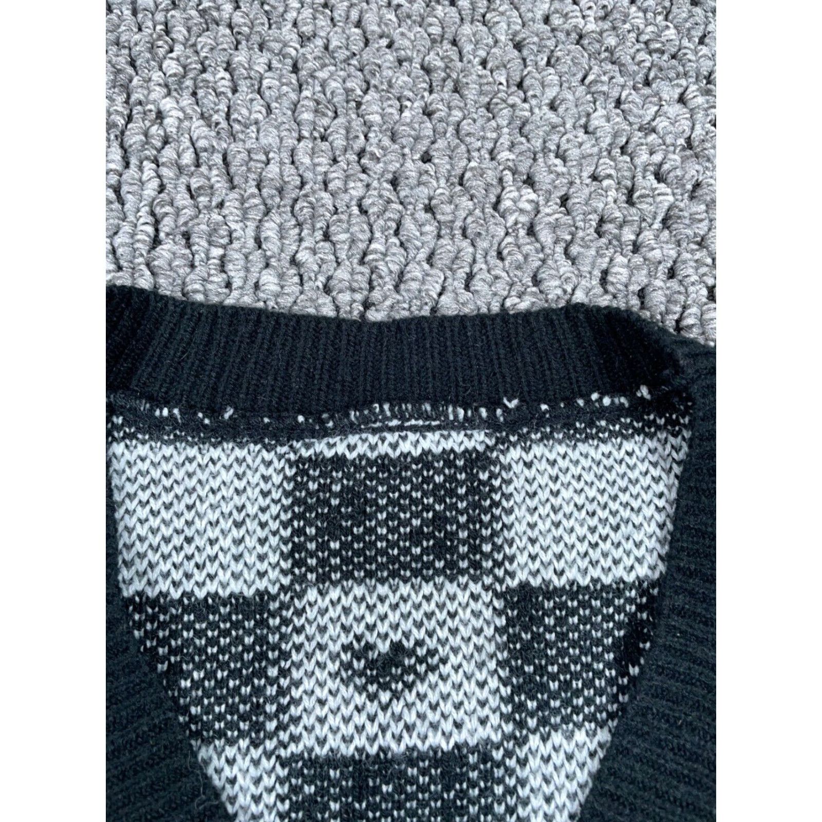 Vintage Kuromi Cardigan Women's XL Black White Check Pattern Embroidered Anime Boxy Fit Sweater Cardigan 90s Hipster Retro Casual Women's Size XL / US 12-14 / IT 48-50 - 3 Thumbnail