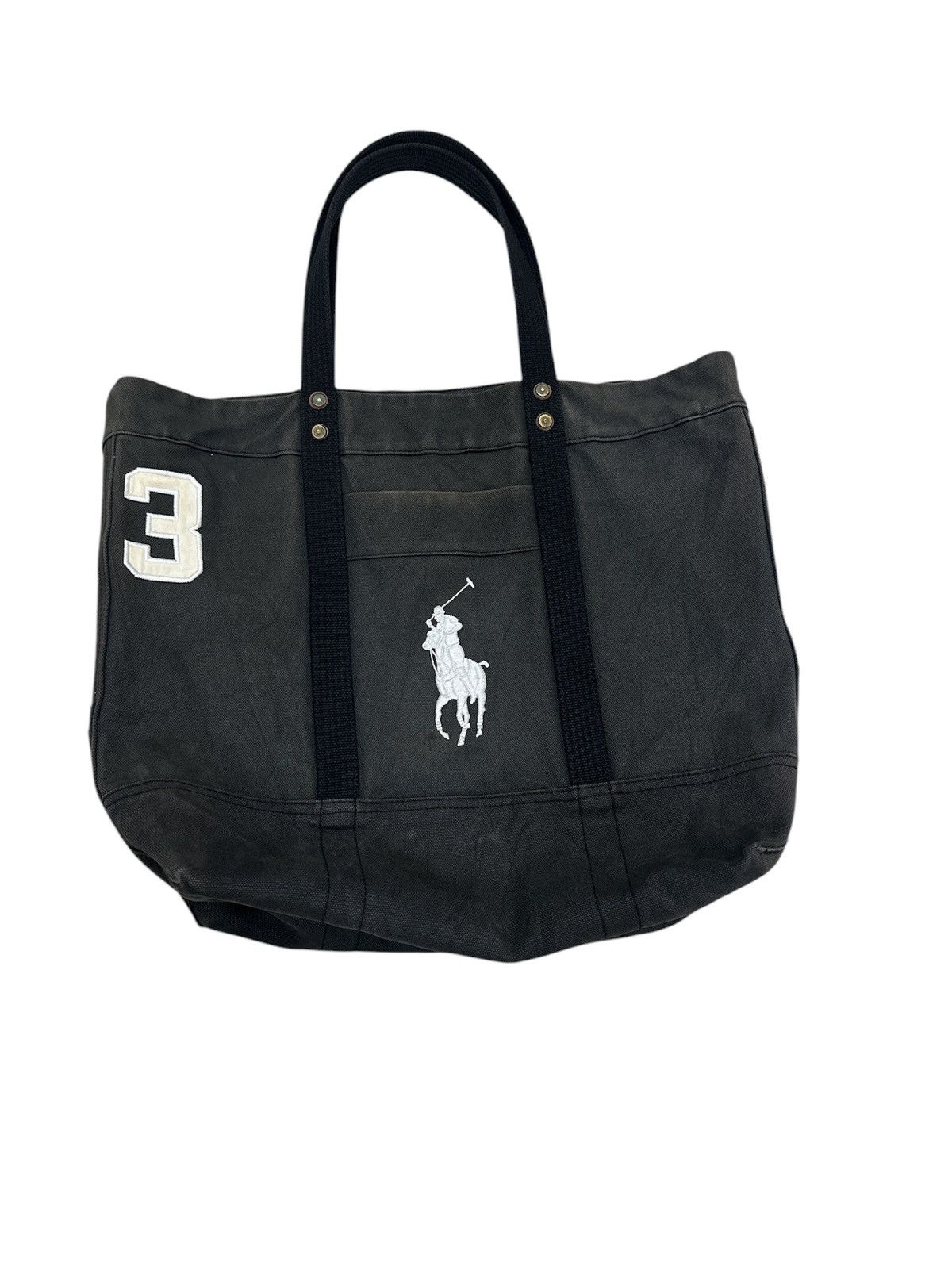VTG Polo Ralph Lauren Canvas Tote Bag Embroidered Big Pony