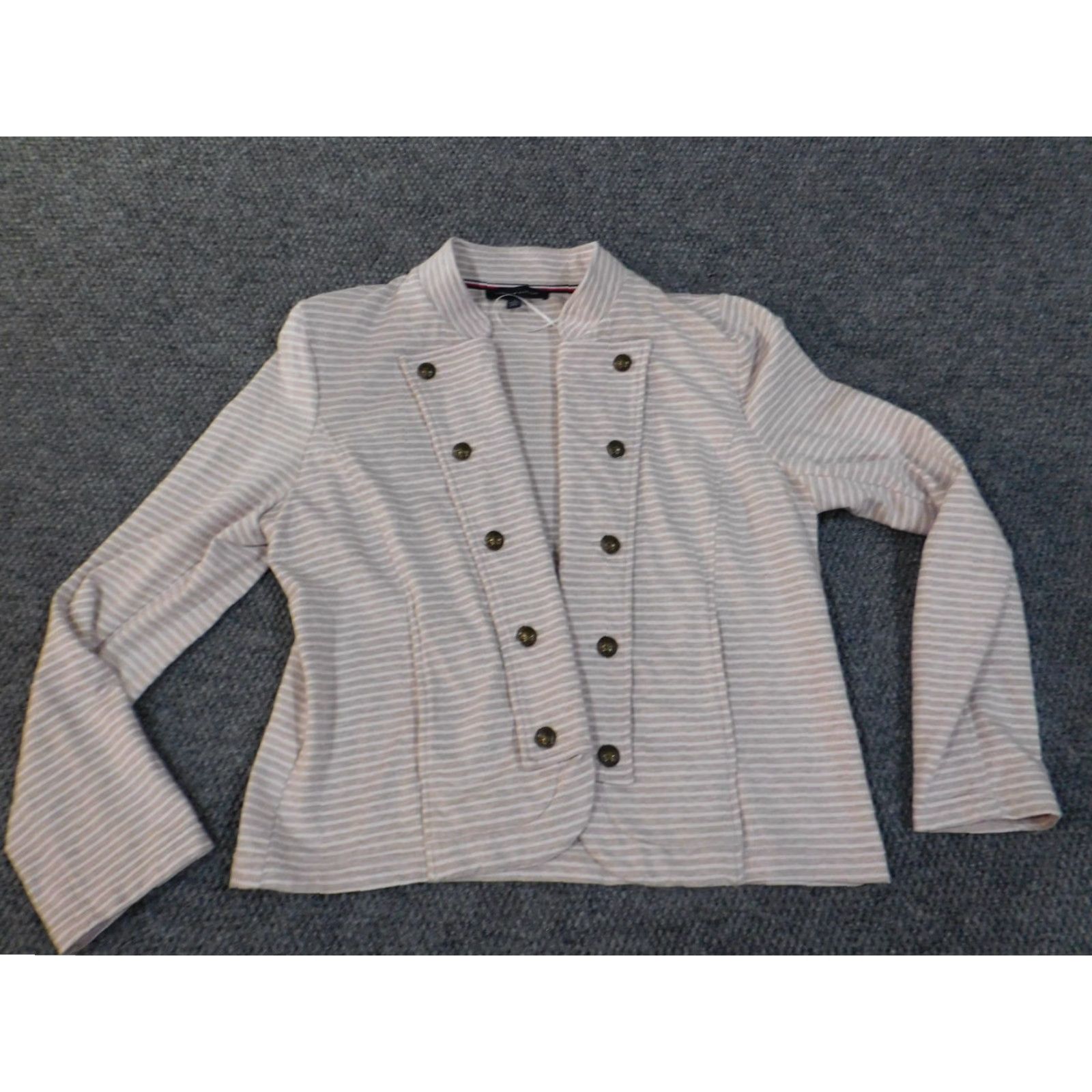 Tommy Hilfiger Tommy Hilfiger Jacket Women XL Pink Striped Knit Open Stretch Casual Business Regular Fit Size XL / US 12-14 / IT 48-50 - 4 Thumbnail