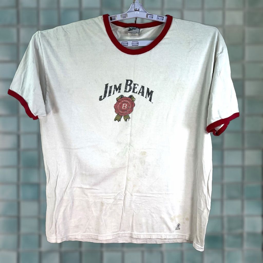 Vintage VINTAGE Jim Beam Men's T-Shirt XL White Short Sleeve Beer 80s Classic Size US XL / EU 56 / 4 - 1 Thumbnail
