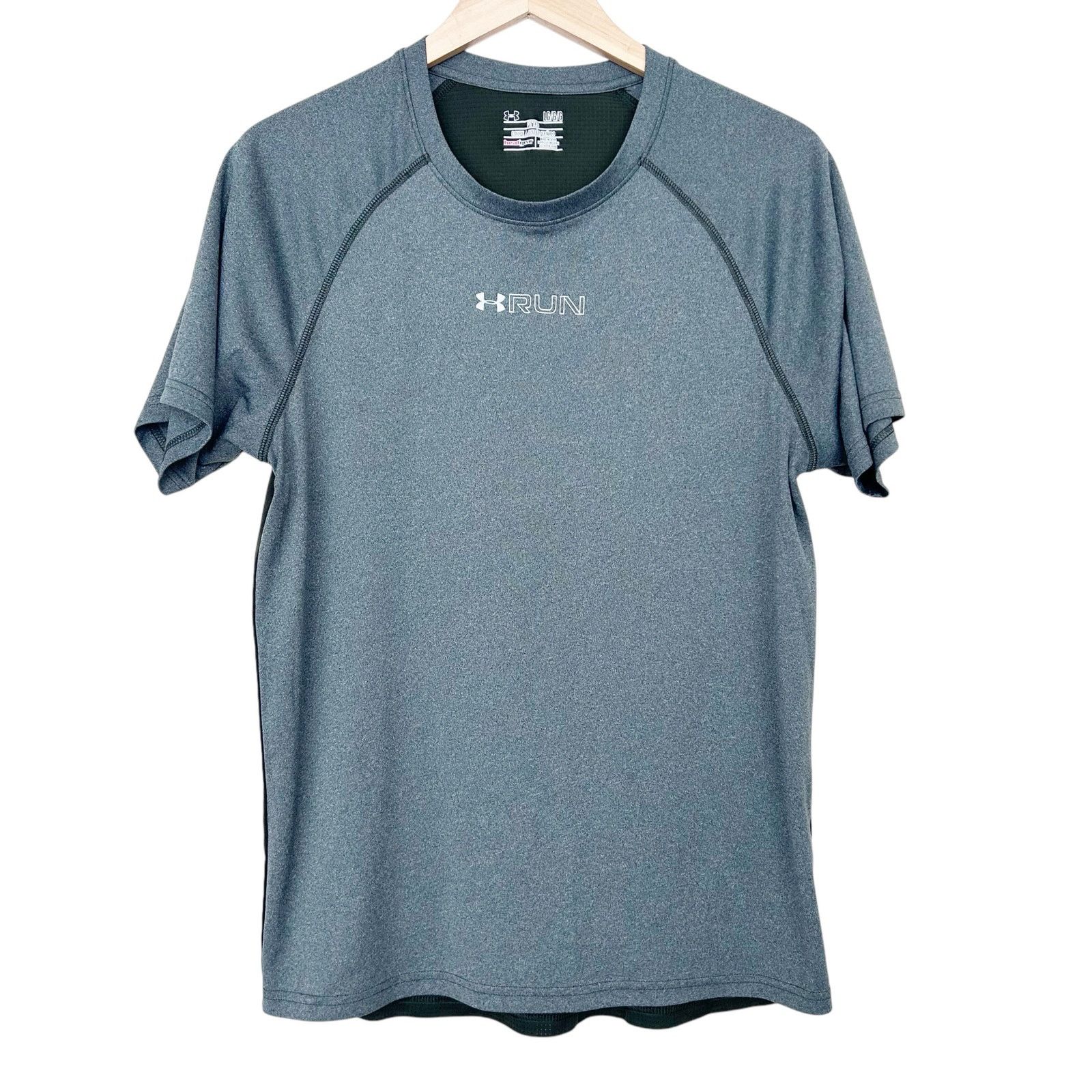 Under Armour Under Armour Heatgear Fitted Green Run Short Sleeve Shirt L Size US L / EU 52-54 / 3 - 1 Thumbnail