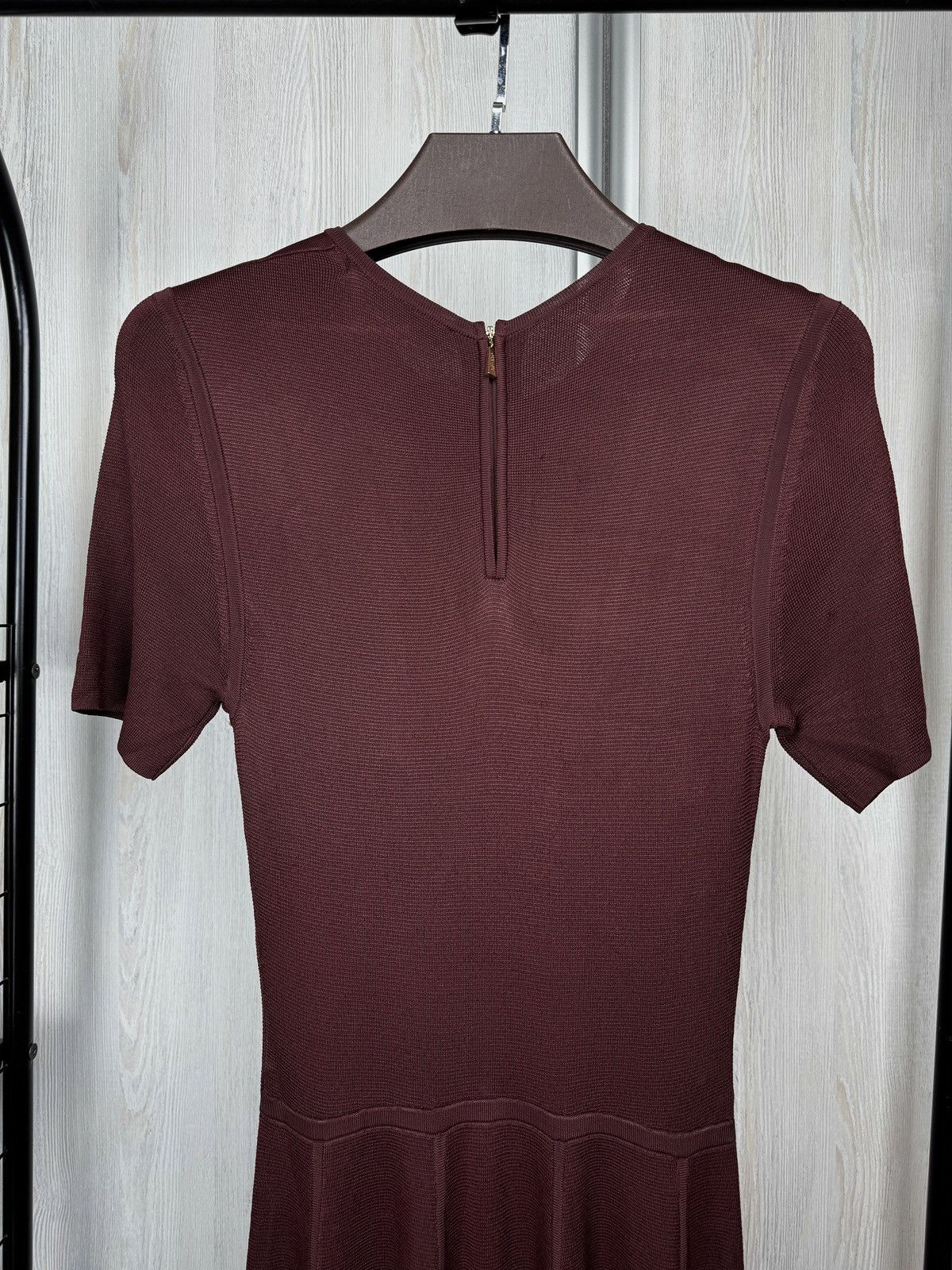 Women's Jason Wu Burgundy Short Sleeve Fit Flared Knit Dress