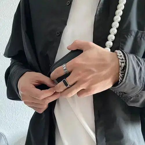 Jewelry Fashion Black Square Men's Ring Size ONE SIZE - 3 Thumbnail
