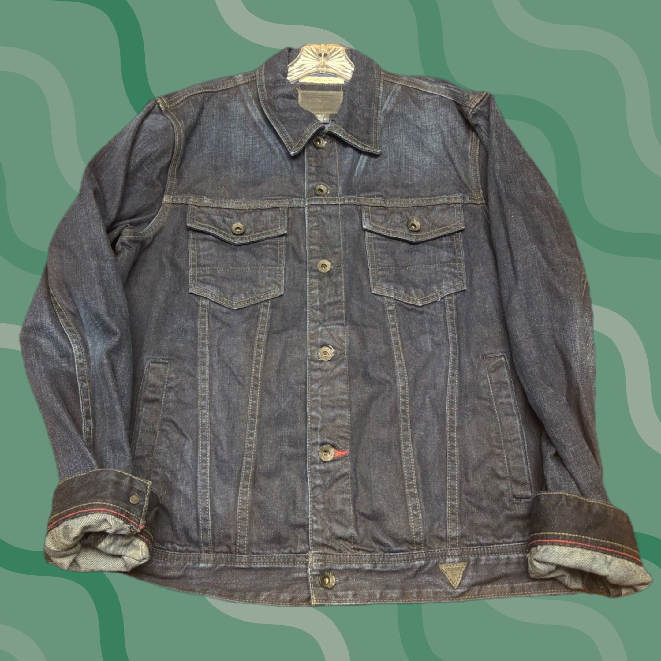 Guess VINTAGE GUESS Denim Jacket Women’s XL Mid-Length Pockets Button Blue Size 40" / US 18 - 1 Thumbnail