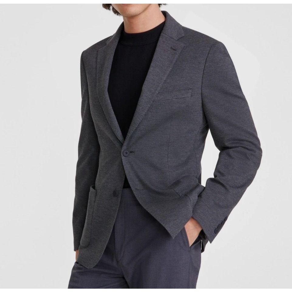 Calvin Klein Calvin Klein Men's Solid Grey Knit Slim-Fit Sport Coat 36S Size 36S - 2 Thumbnail
