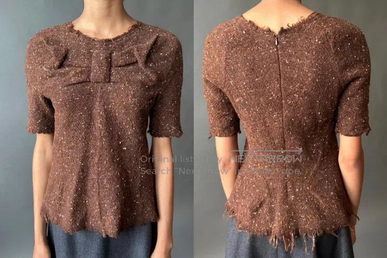 Junya Watanabe Junya Watanabe Woolen bow mid-sleeve top Size S / US 4 / IT 40 - 1 Thumbnail