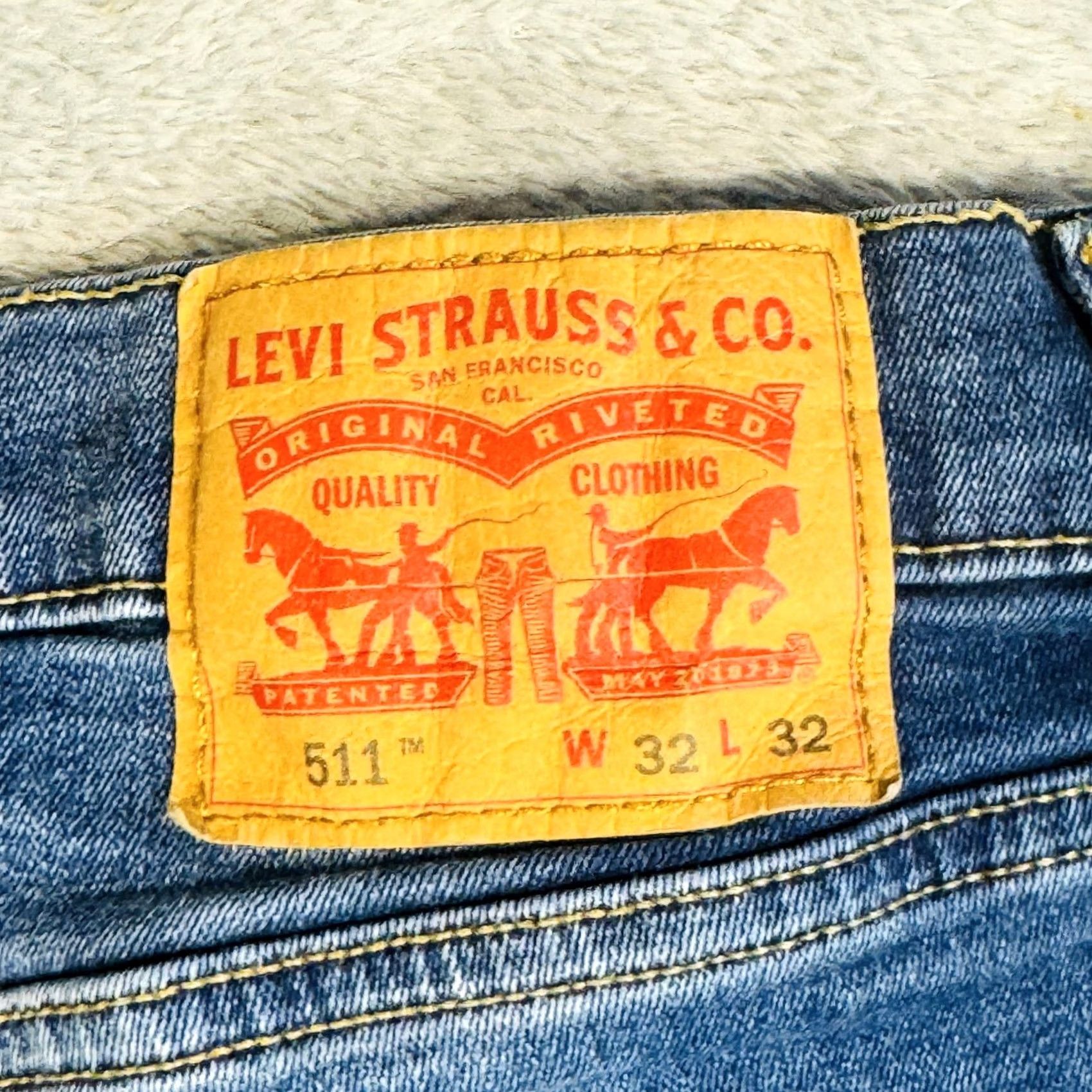 Levi's Levi's 511 Jeans Mens 32x32 Blue Medium Wash Slim Tapered Zip Fly Denim Stretch Pockets 5-Pocket Logo Size US 32 / EU 48 - 7 Thumbnail