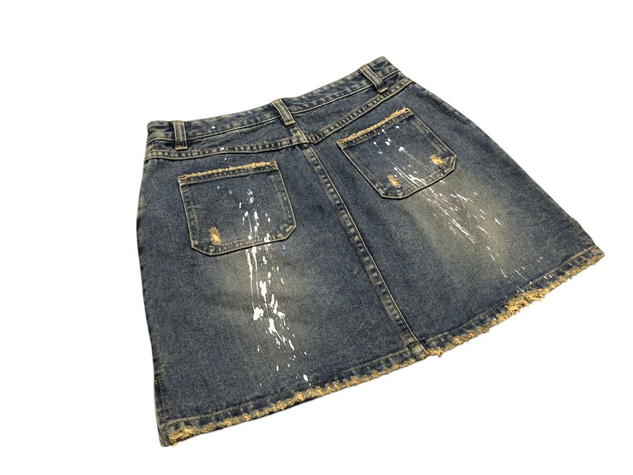 If Six Was Nine Japanese MouthValley Painters Denim Skirt Distressed Design Size 30" / US 8 / IT 44 - 2 Thumbnail