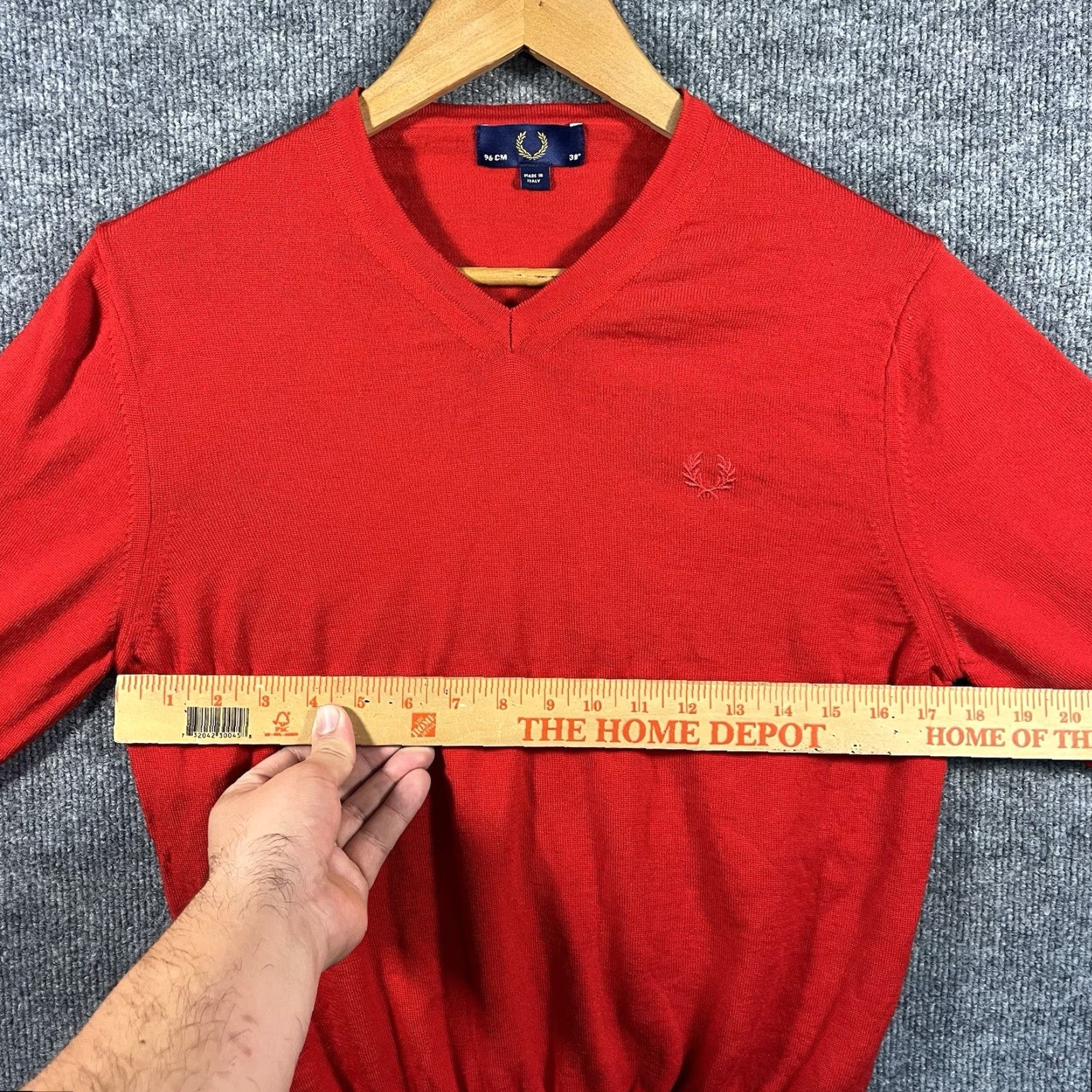 Fred Perry Fred Perry Sweater V-Neck Merino Wool Red Pullover Mens M 38 Made In Italy Size US M / EU 48-50 / 2 - 4 Thumbnail