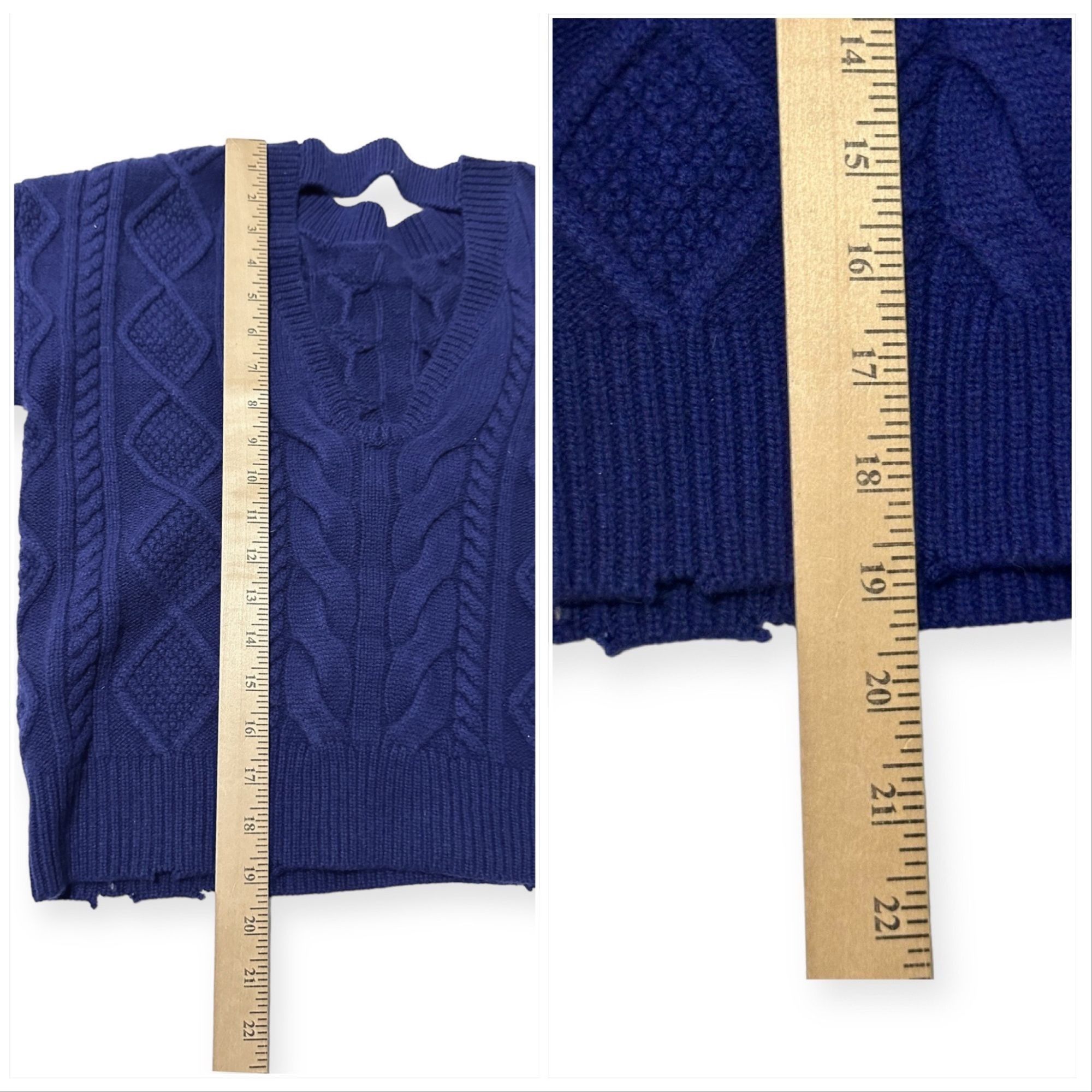 Rta RtA Zane Reverse V-Neck Cable Knit Sweater, Blue, Size S, N Size S / US 4 / IT 40 - 12 Thumbnail