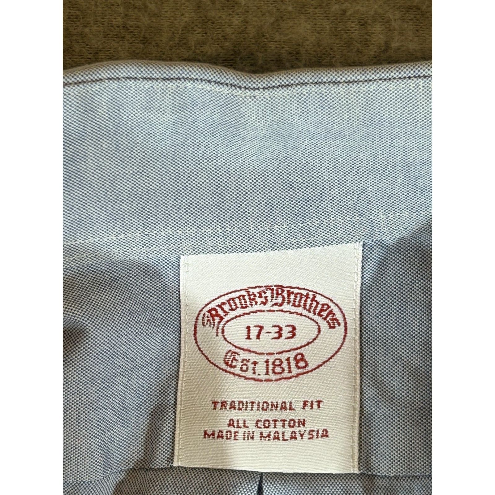 Brooks Brothers Brooks Brothers Shirt Mens XL Blue Traditional Dress Oxford 17-33 100% Cotton Long Sleeve Dress Shirt Mens XL Blue Size 46R - 7 Thumbnail