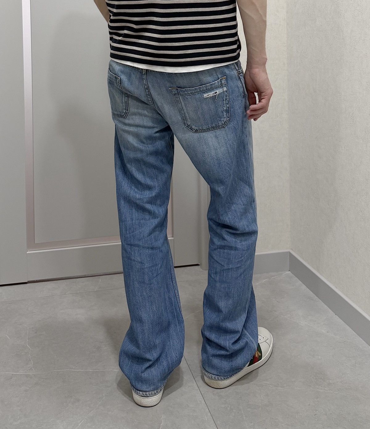 Prada PRADA SS 2008 Flared Distressed Blue Denim Jeans Pants Logo Size US 34 / EU 50 - 1 Thumbnail