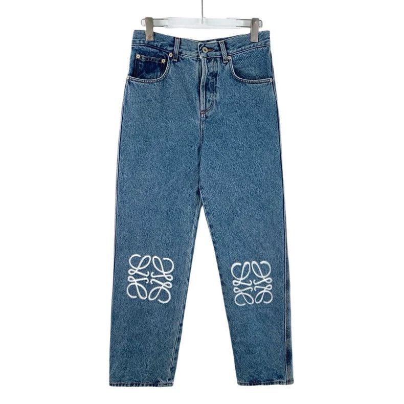 Loewe LOEWE Blue logo embroidered cotton casual jeans Size 25" / US 0 / IT 36 - 1 Thumbnail