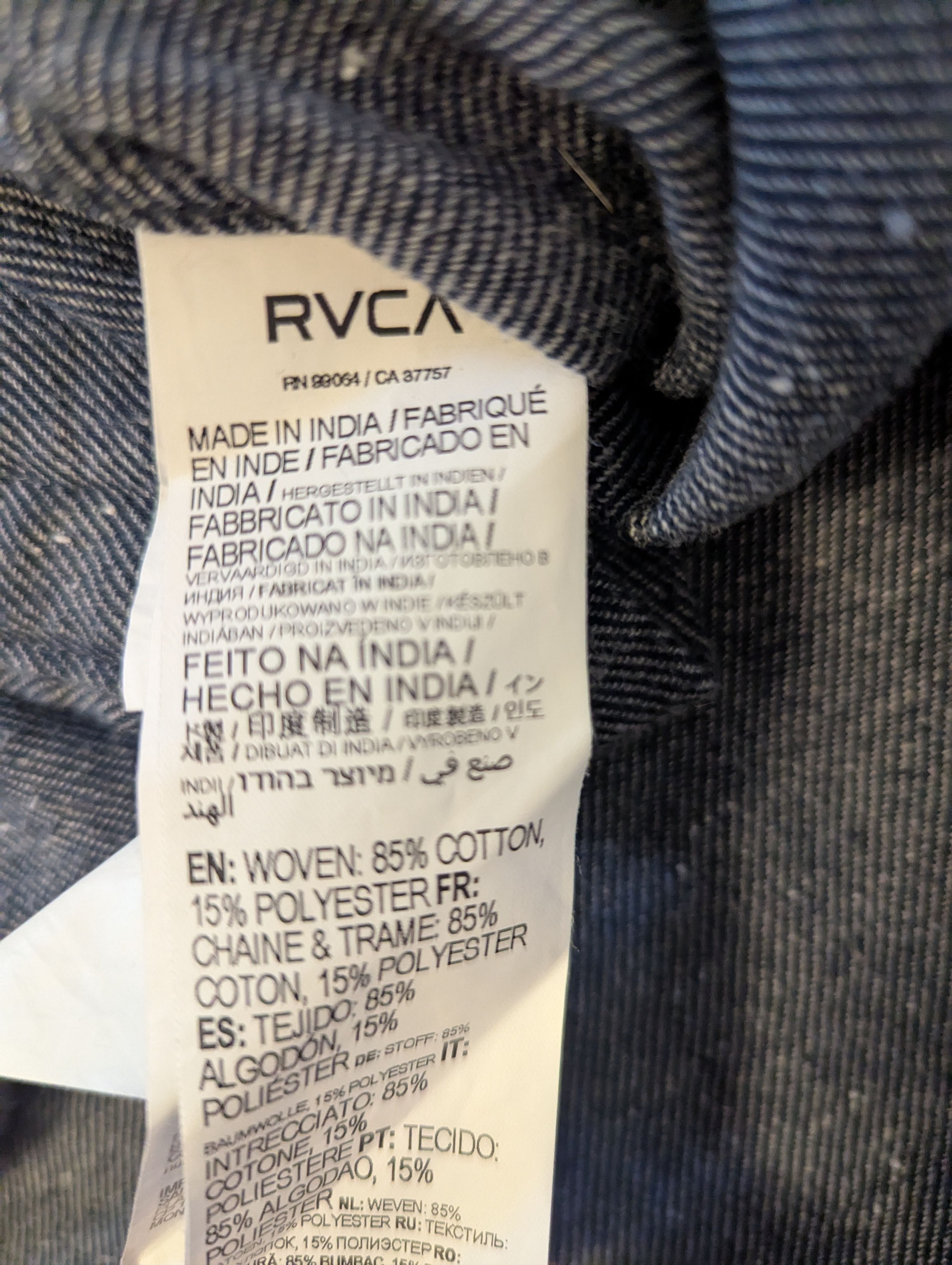 RVCA Men's RVCA Blue Flannel Button-Up Shirt Size US M / EU 48-50 / 2 - 4 Thumbnail