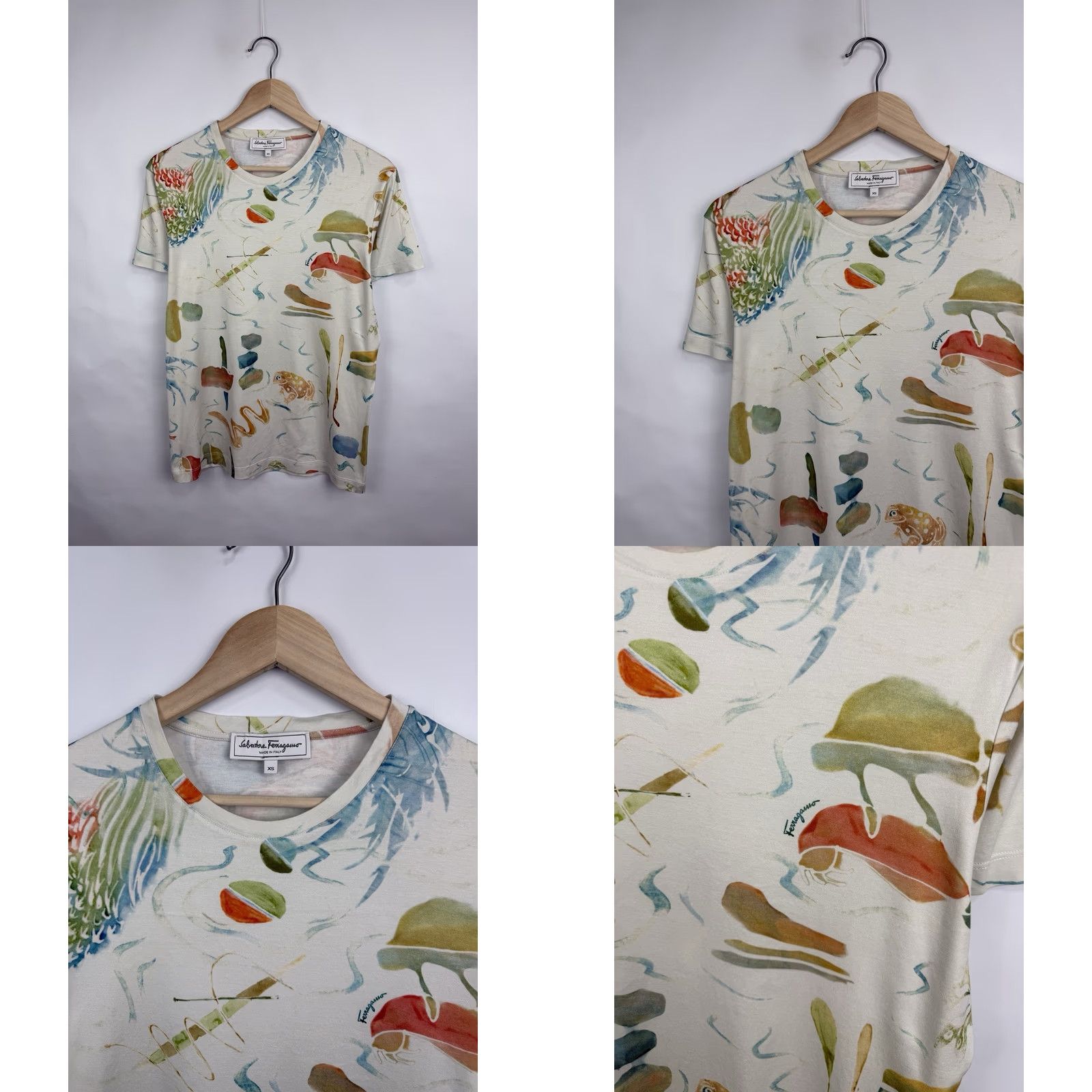 Salvatore Ferragamo Salvatore Ferragamo T-Shirt Abstract Made in Italy XS/S White Mens Shirt Size US XS / EU 42 / 0 - 8 Thumbnail