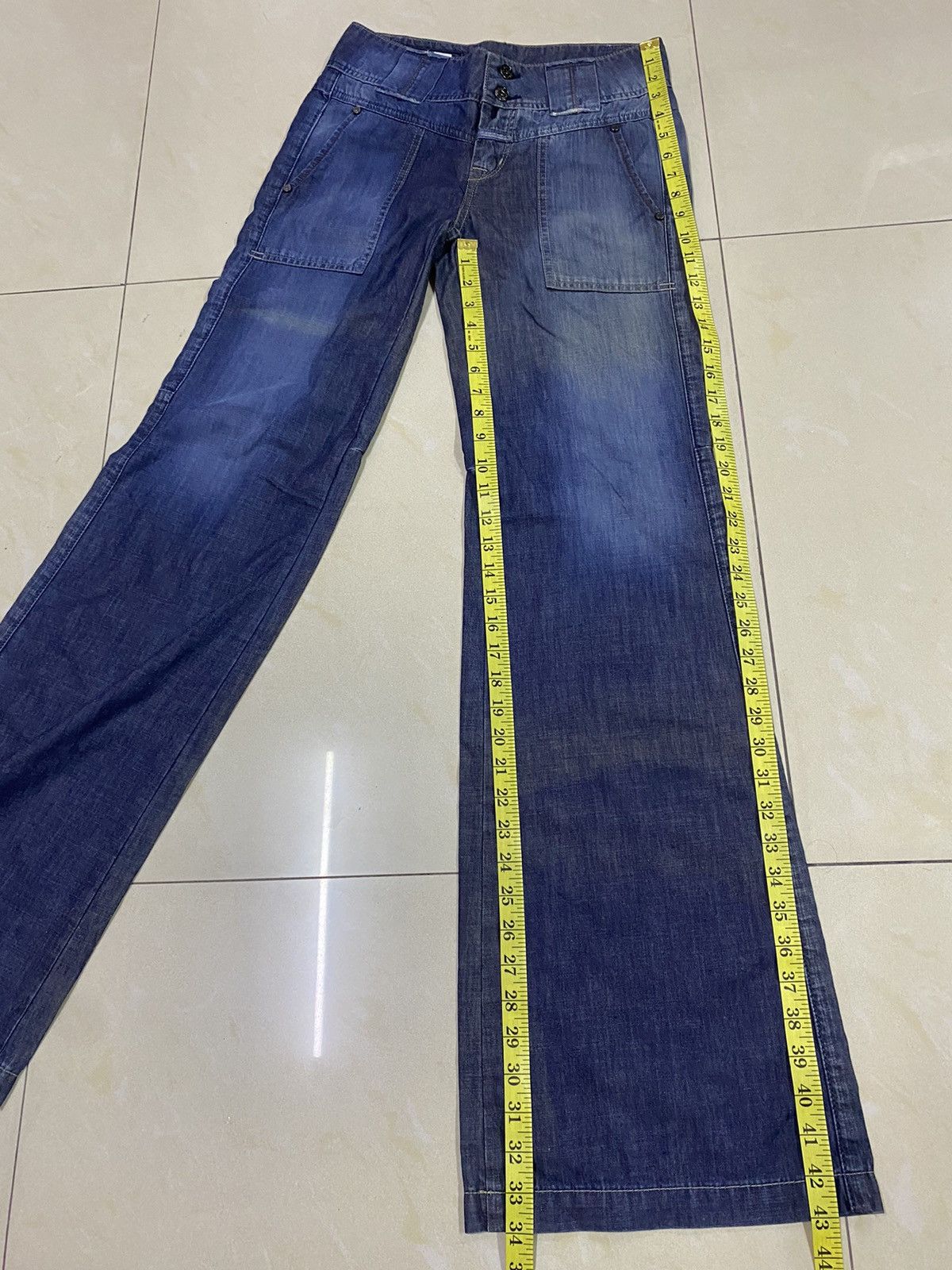 Marithe + Francois Girbaud Le Jean De MFG Wide Leg Flared Denim Faded Size 27" / US 4 / IT 40 - 18 Thumbnail