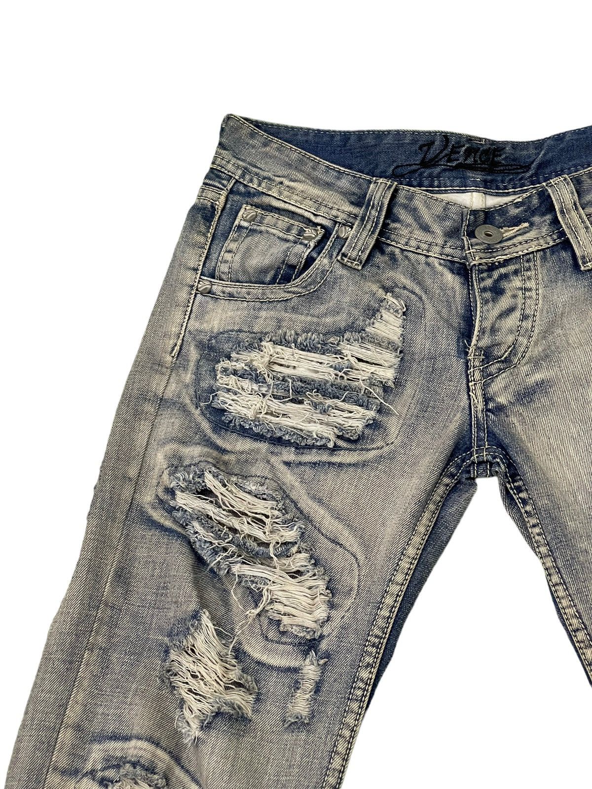 Japanese Brand Damage Jeans Vence Faded Distress Low Rise Slim 8🟦1 Size US 29 - 8 Thumbnail