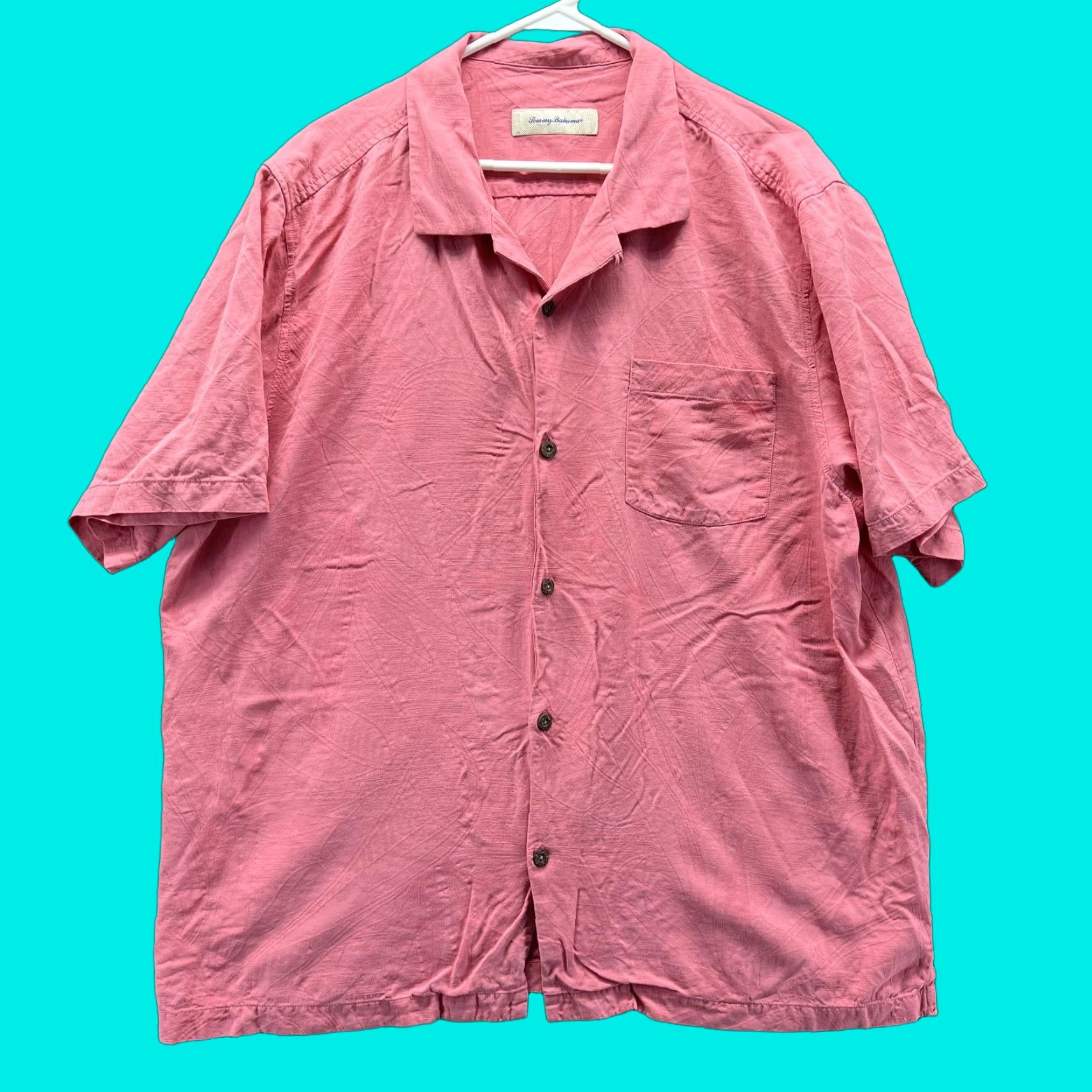 Tommy Bahama VINTAGE Tommy Bahama Shirt Mens XL Pink Silk Camp Short Sleeve Button Front Casual Blank Size US XL / EU 56 / 4 - 1 Thumbnail