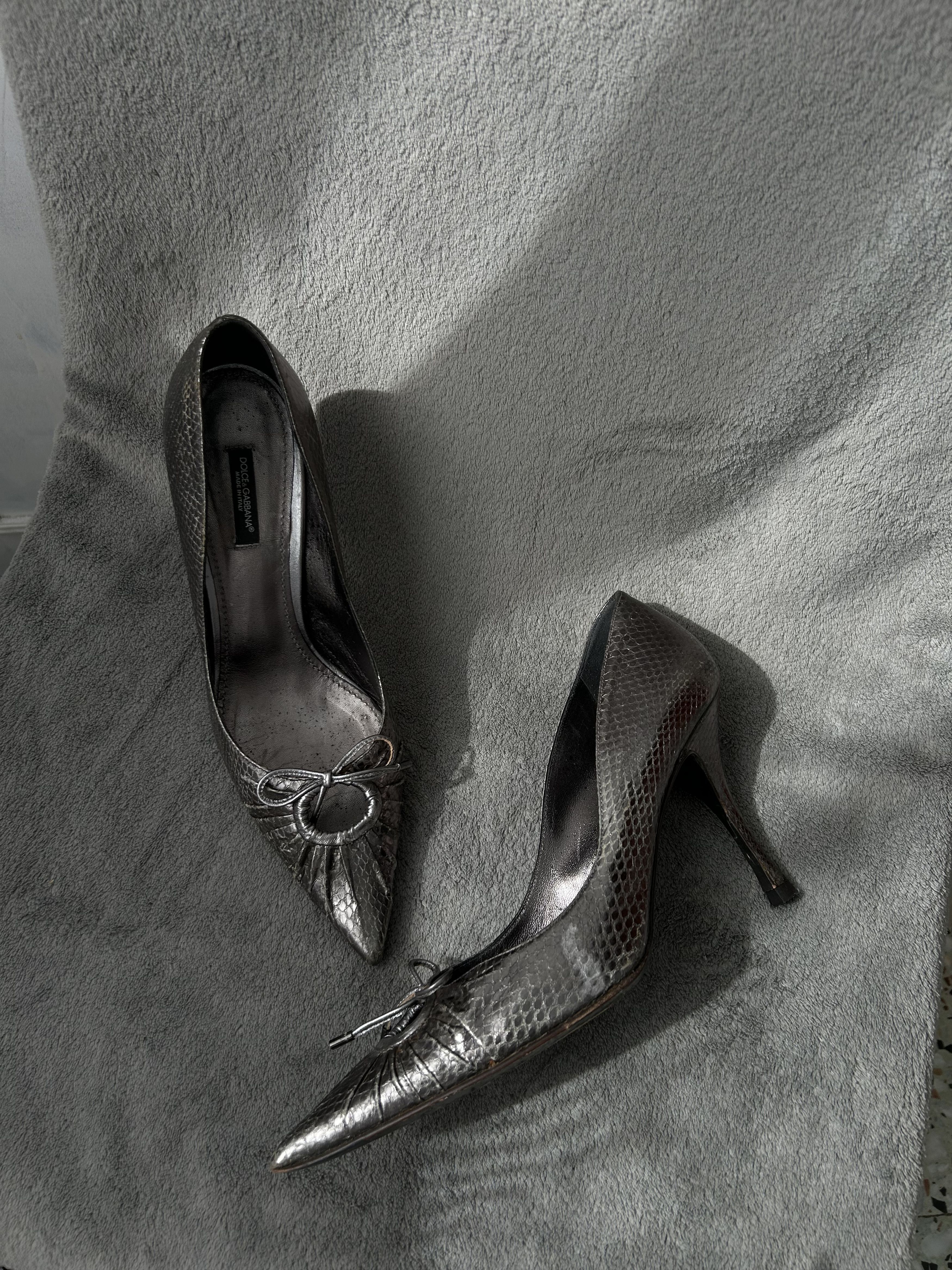 Dolce & Gabbana Metallic Snakeskin-Embossed Pumps Heels