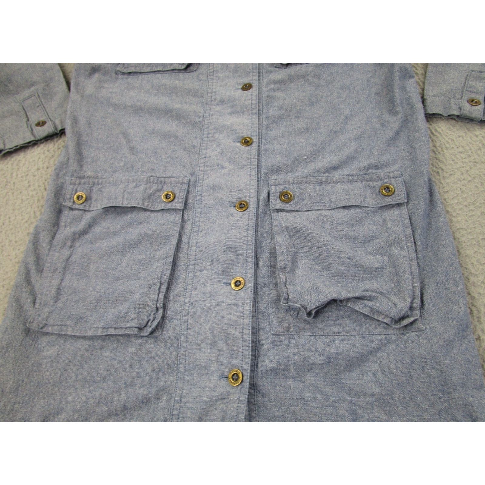 Gloria Vanderbilt VINTAGE Gloria Vanderbilt Dress Womens M Blue Murjani Maxi Chore Utility 90s y2k Dress Shirt Size M / US 6-8 / IT 42-44 - 4 Thumbnail
