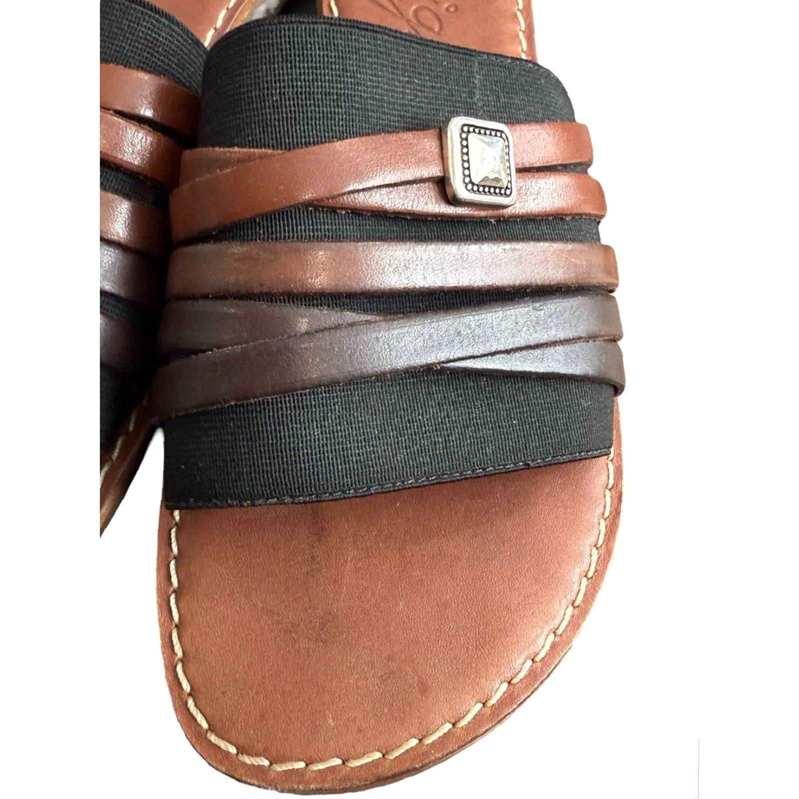 Brighton BRIGHTON Allman Flat Leather Sandals Women’s 7.5 M Brown Caramel Leather Upper Lining Insole EUC Slip-On Medallion Size US 8 / IT 38 - 7 Thumbnail