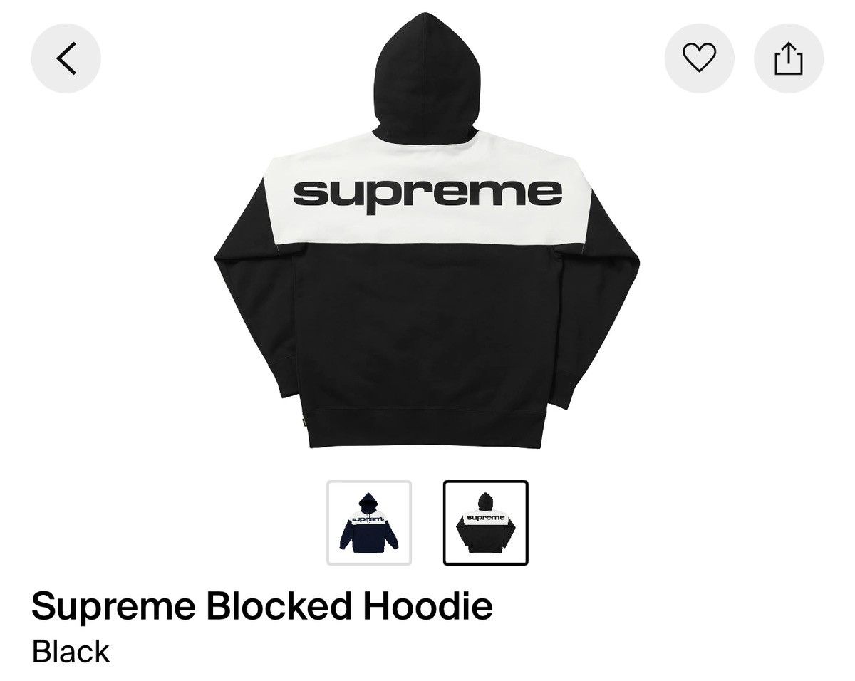 Supreme *NEW FW17 Supreme Blocked Hoodie in Black (szL) Size US L / EU 52-54 / 3 - 2 Thumbnail