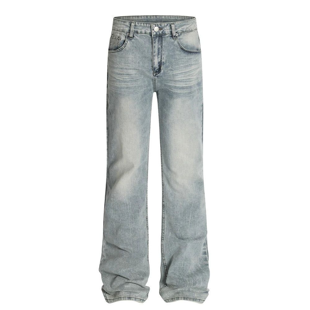 Jean Men's punk heavy straight distressed washed flared jeans Size US 32 / EU 48 - 1 Thumbnail