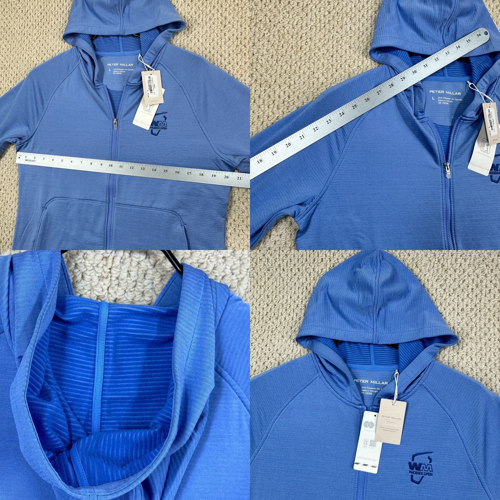 Peter Millar Peter Millar Women L Blue Performance Hoodie Full Zip Logo Size L / US 10 / IT 46 - 8 Thumbnail