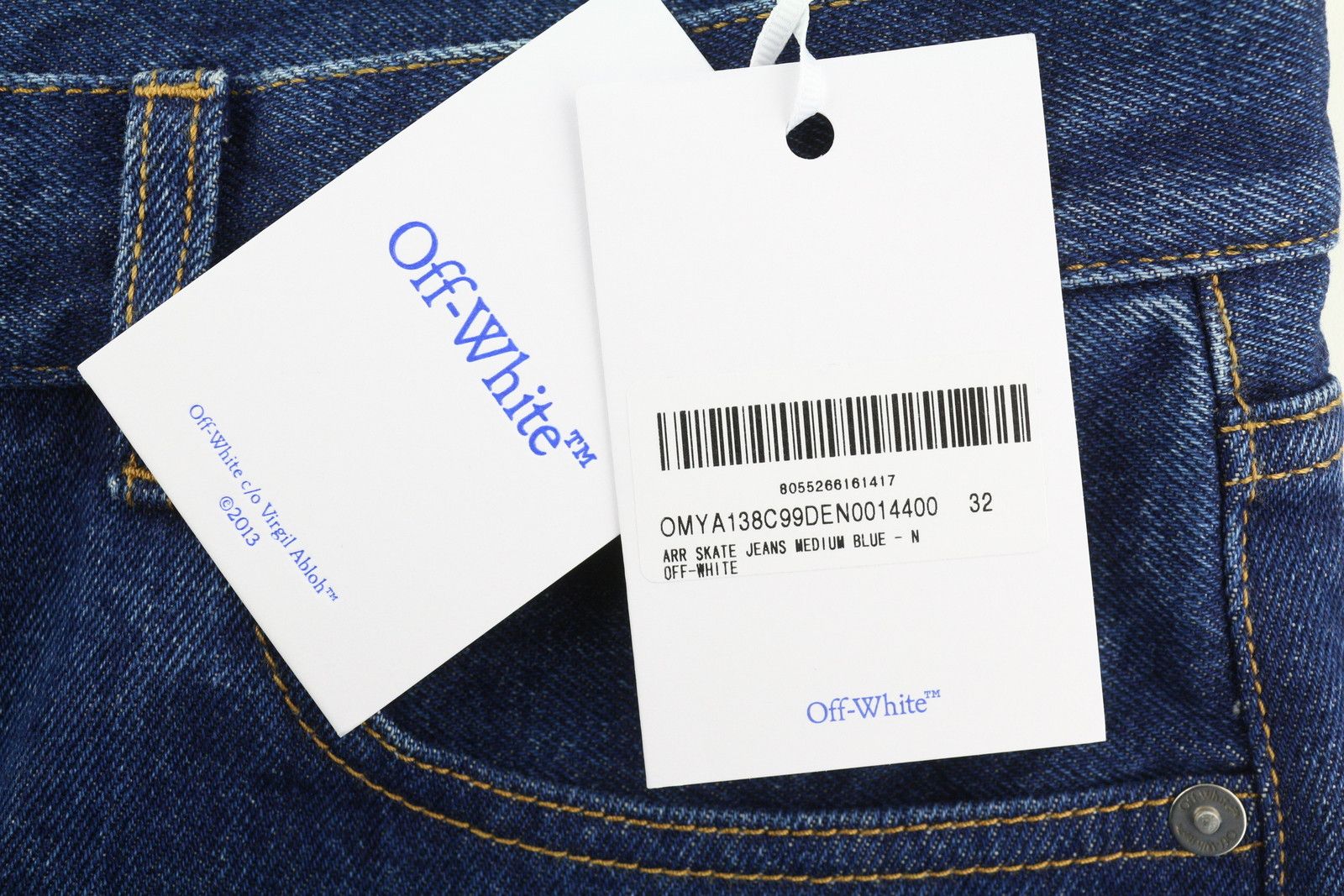 Off-White ARR SKATE W32 Washed Blue Regular Button Fly 84395 Size US 32 / EU 48 - 10 Thumbnail