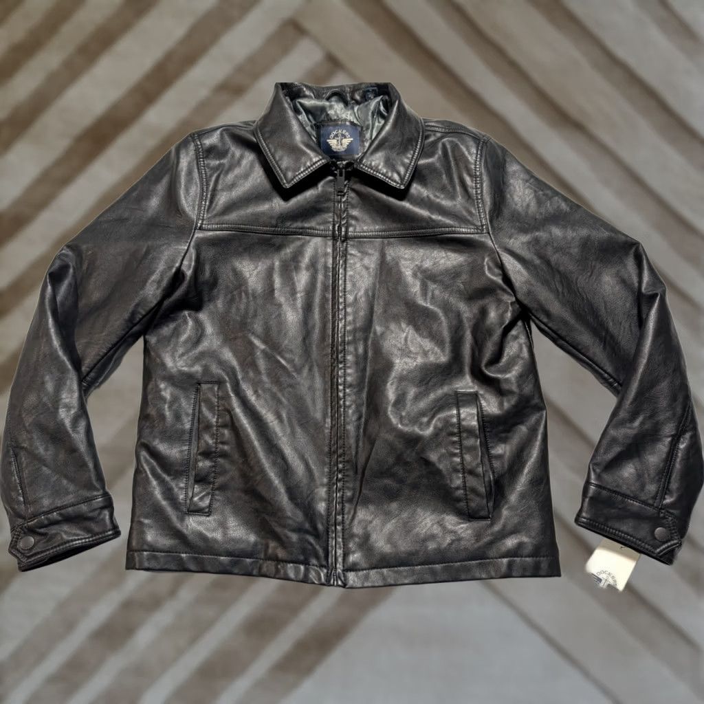 Dockers DOCKERS Black Vegan Faux Leather Jacket Men Medium Zip Quilted Lining NEW Midweight Fall Winter Regular Jacket Mens Size US M / EU 48-50 / 2 - 1 Thumbnail