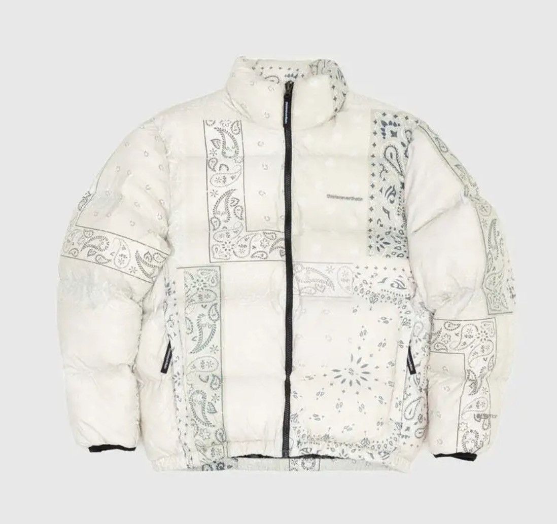 image of Paisley Bandana Puffer Jacket Thisisneverthat in White, Men's (Size Medium)