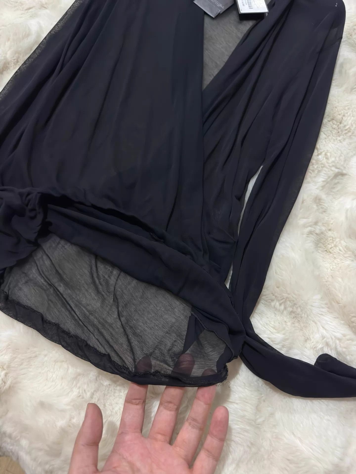Saint Laurent Paris Saint Laurent Desert Runway Pleated Deep V Sheer Voile TopL Size US L / EU 52-54 / 3 - 6 Thumbnail