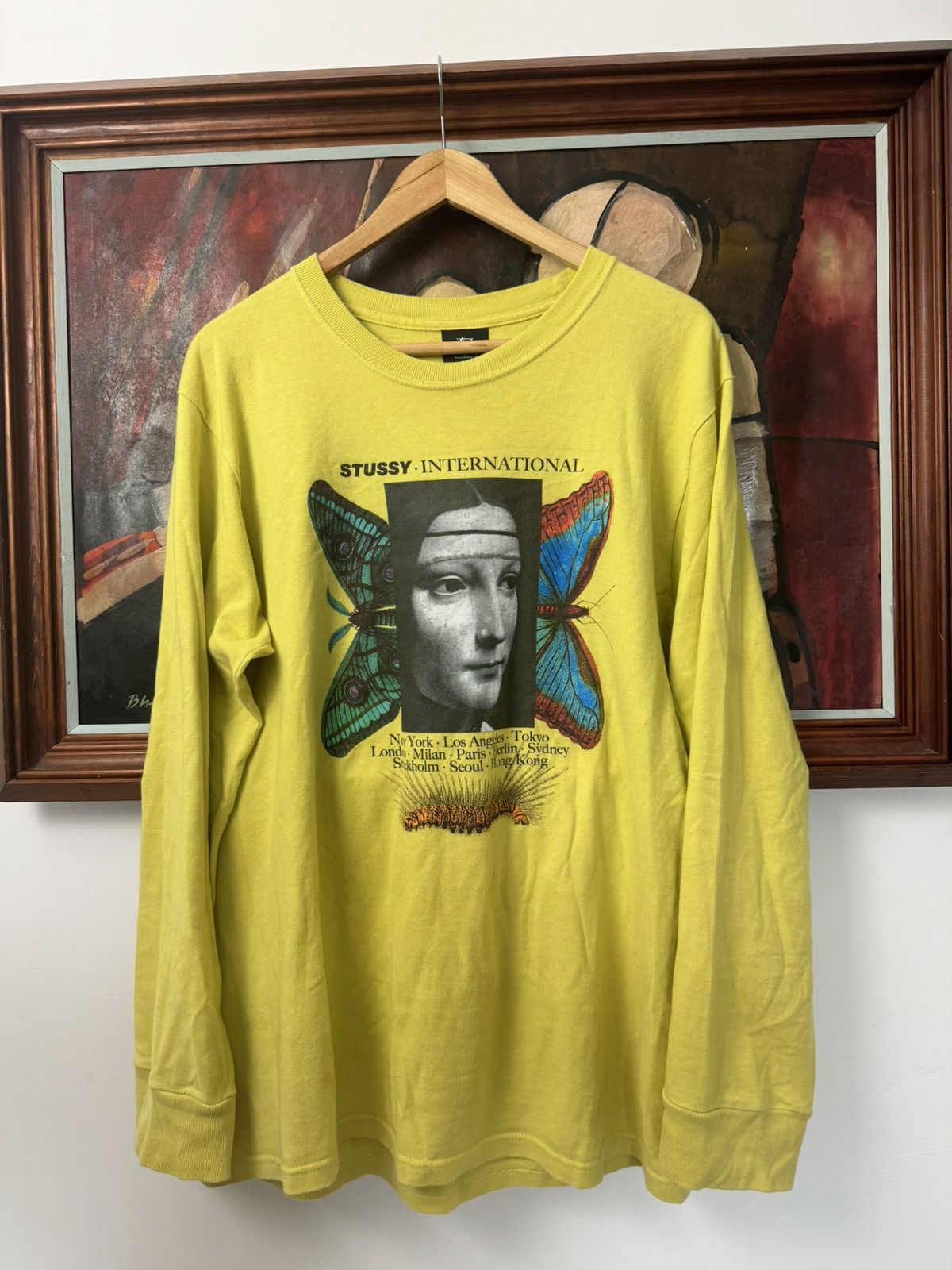 Vintage Stussy Y2K Big Logo Retro Brown Men's Long Sleeve