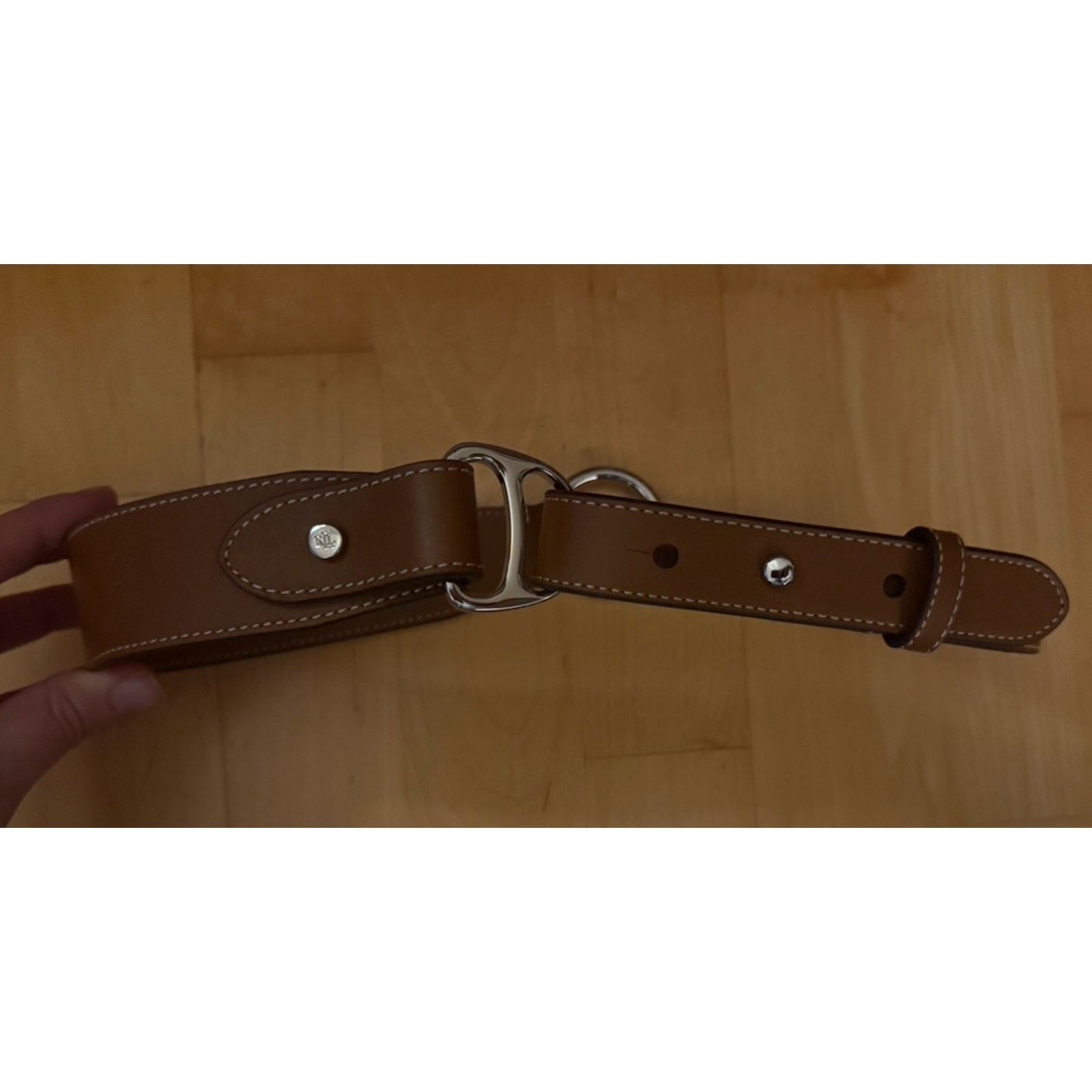 Ralph Lauren Equestrian D-Ring Leather Belt Brown Silver XS