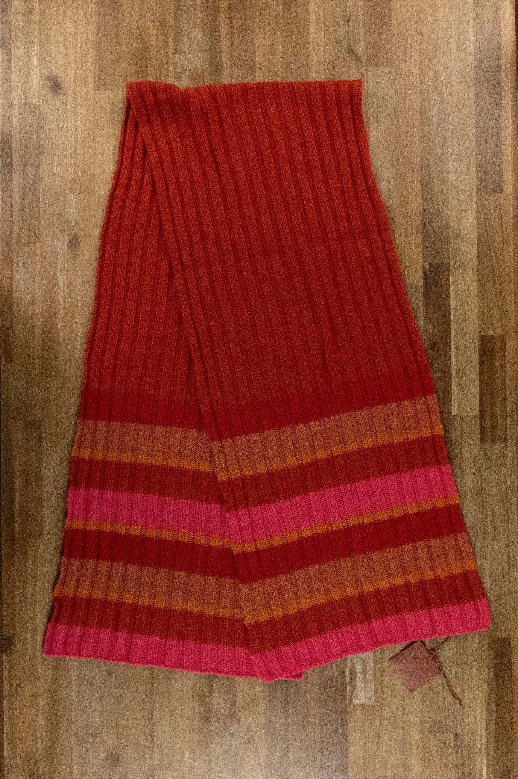 image of Loro Piana Deer Valley Red Pink Orange Knit Cashmere Scarf, Women's