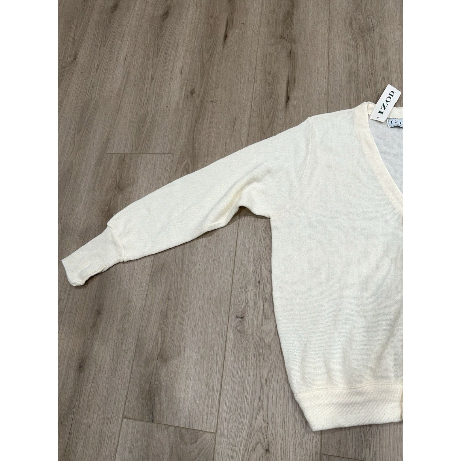 Izod VINTAGE IZOD Cardigan Sweater Mens M Ivory Knit Logo USA 80s 90s Grandpa Made In USA Size US M / EU 48-50 / 2 - 4 Thumbnail