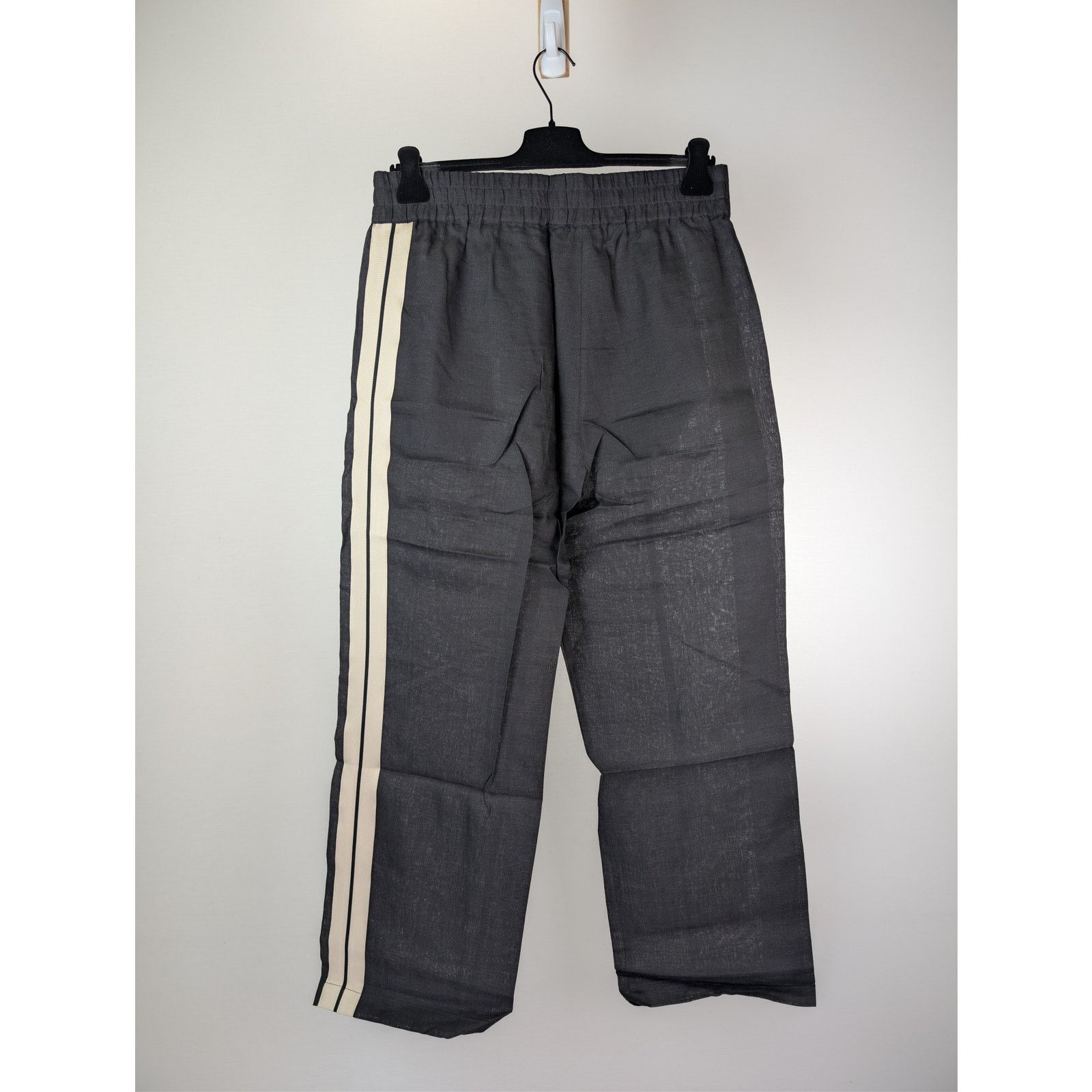 Palm Angels o1rshd1 Classic Logo Linen Track Pants Anthracite/Off White Size US 36 / EU 52 - 12 Thumbnail