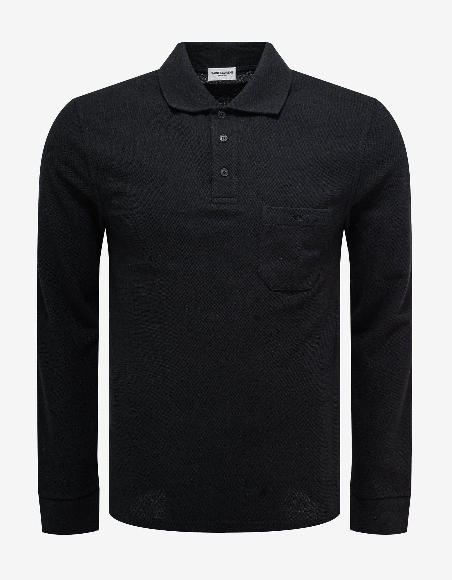 Saint Laurent Paris Black Long Sleeve Logo Polo Size US XXL / EU 58 / 5 - 1 Thumbnail