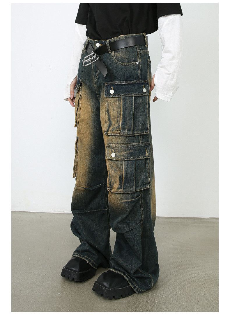 Japanese Brand × Jean American retro loose straight multi-pocket cargo jeans Size US 34 / EU 50 - 7 Thumbnail