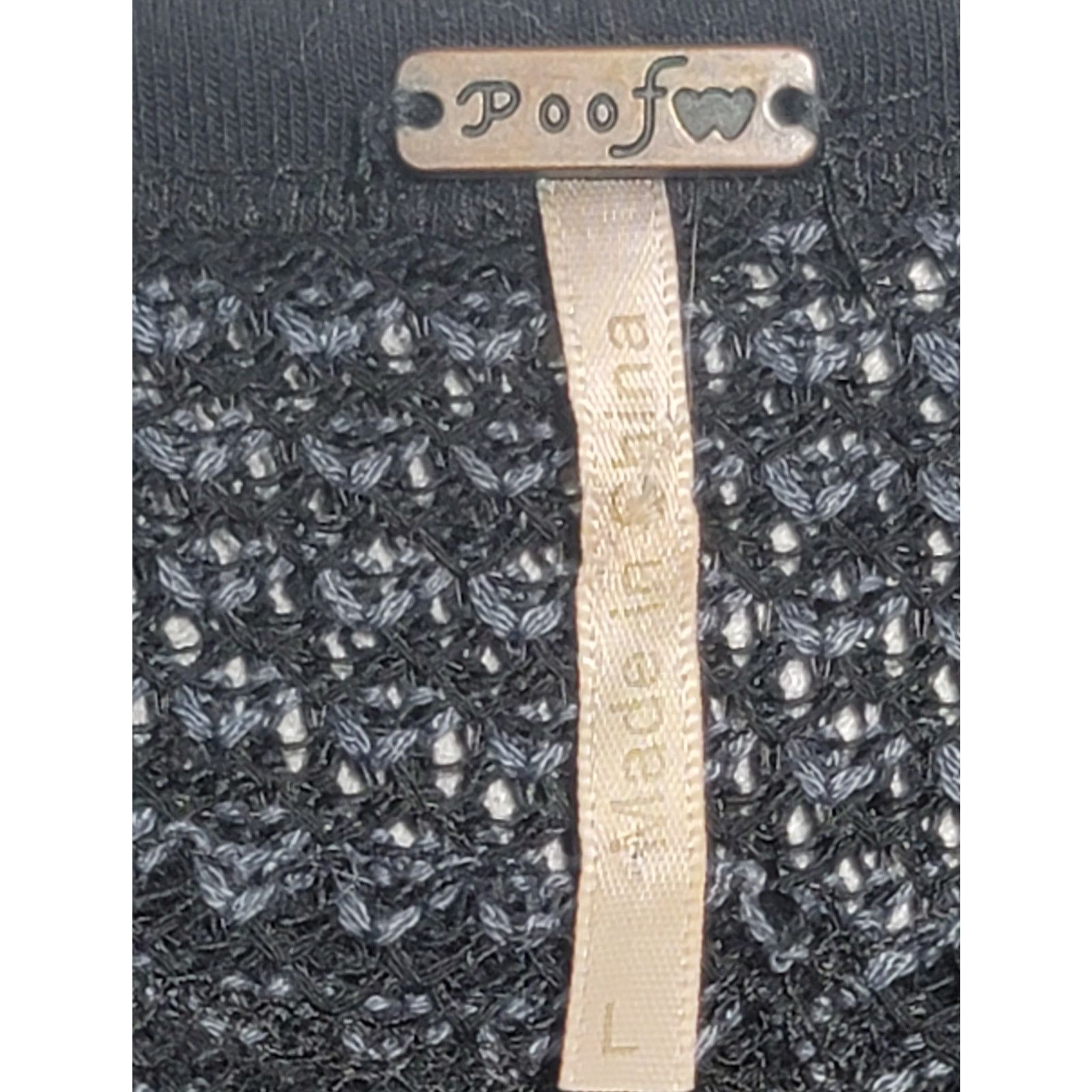 Other Poof Black Gray Marled Loose Knit V Neck Top Large Flowy Size L / US 10 / IT 46 - 3 Thumbnail