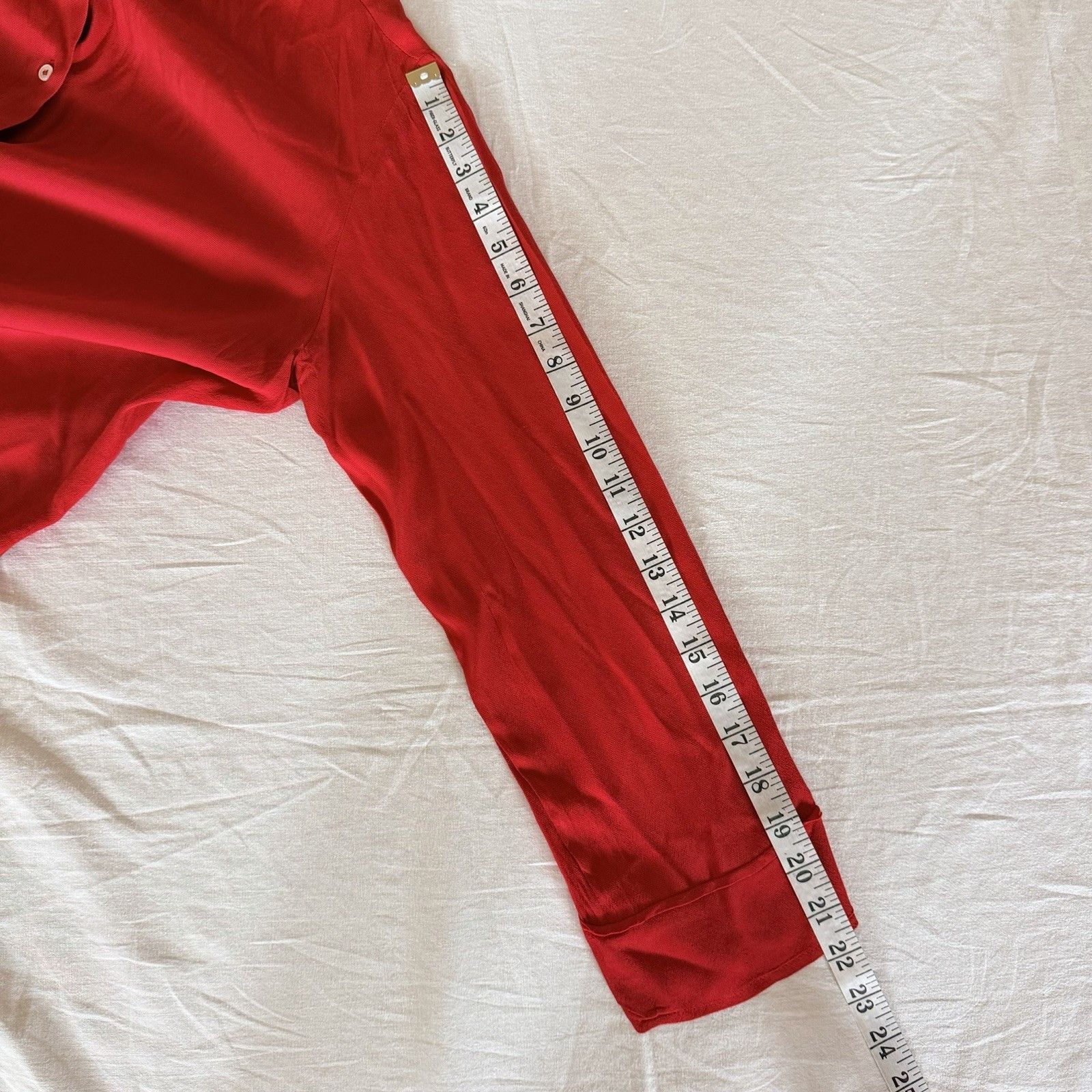 Sandro Sandro Paris Red Embellished Collar Blouse Sz 2 100% Viscose Size M / US 6-8 / IT 42-44 - 15 Thumbnail