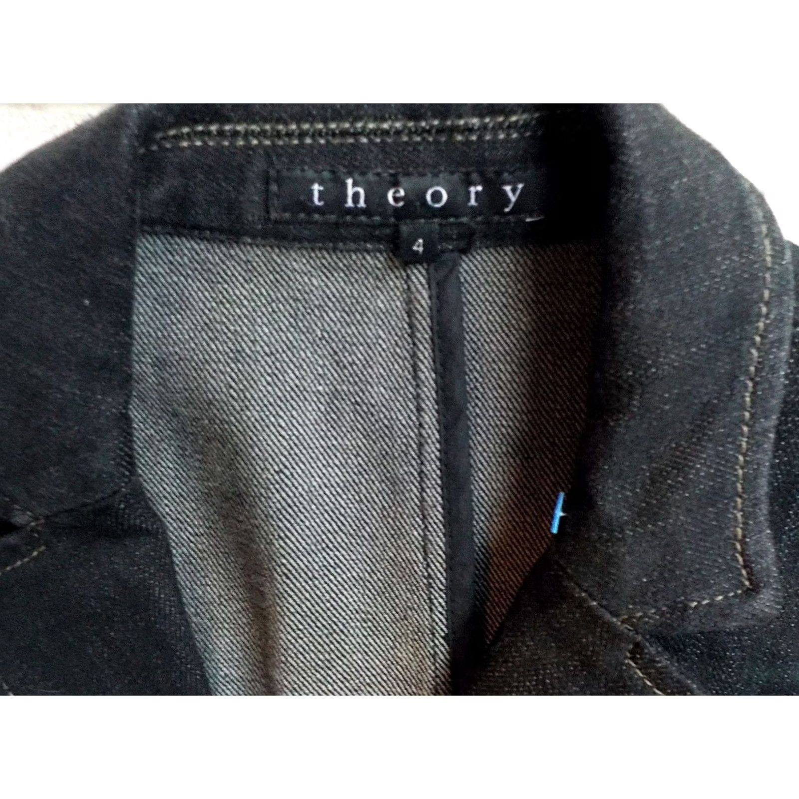 Theory THEORY Denim Blazer Black Size 4 Women Regular Hip Length 3 Button Front Pockets Back Vent XS? Size S / US 4 / IT 40 - 3 Thumbnail