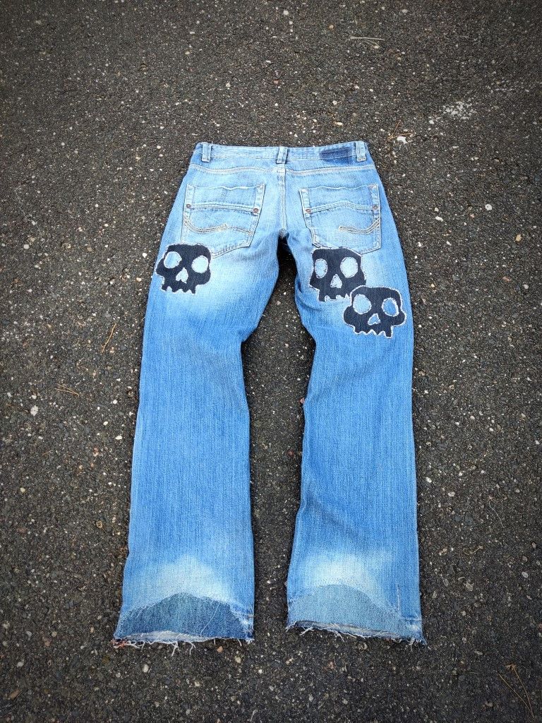 Vintage Vintage Number Nine Inspired Abstract Skull Patchwork Size US 34 / EU 50 - 3 Thumbnail