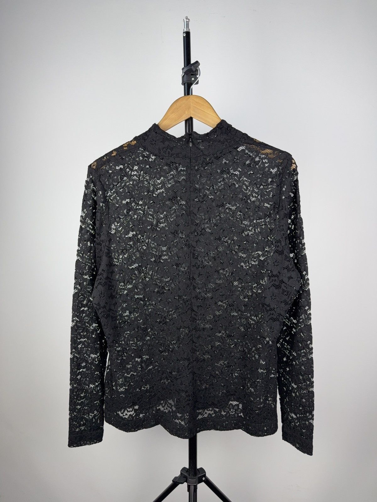 Japanese Brand Gothic Avant-Garde Black Lace Sheer Top Blouse Y2K Size L / US 10 / IT 46 - 4 Thumbnail