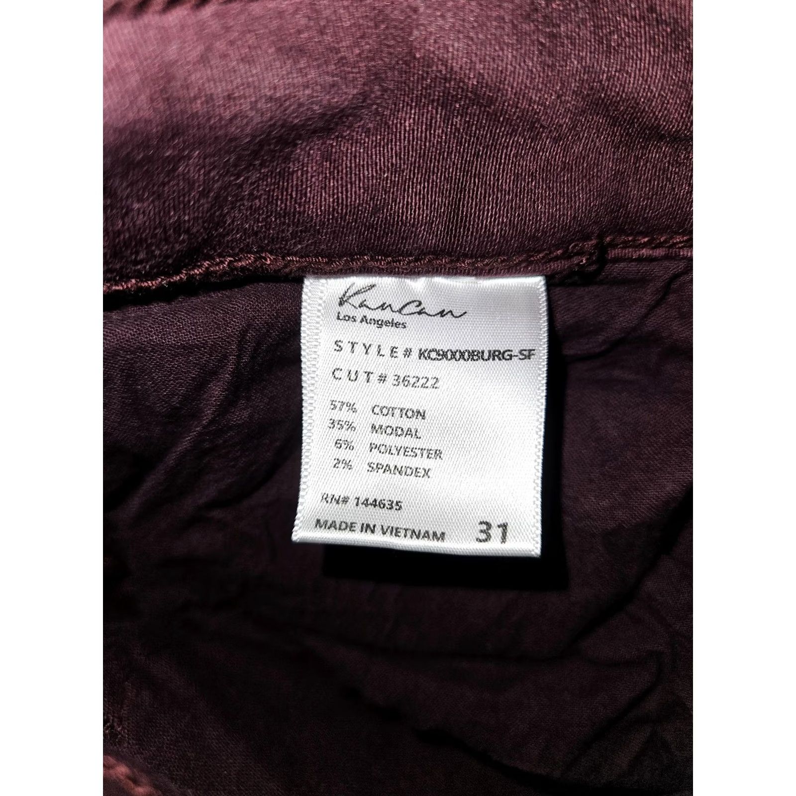 Vintage VINTAGE: No KanCan Jeans Womens 31 Burgundy Mid Rise Skinny Stretch Denim KCS9008BURG-SF Size 24" / US 00 / IT 34 - 3 Thumbnail