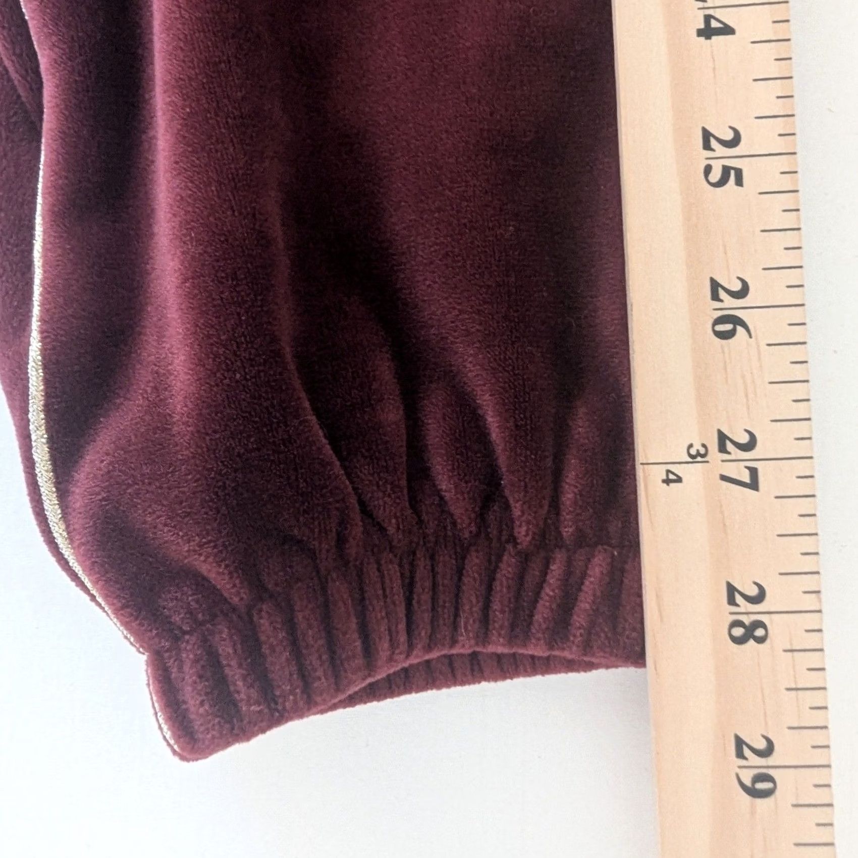 Vintage VINTAGE PJ Salvage Burgundy Velour Jogger Sweatpants Gold Trim Womens S Butter Soft Size 28" / US 6 / IT 42 - 7 Thumbnail