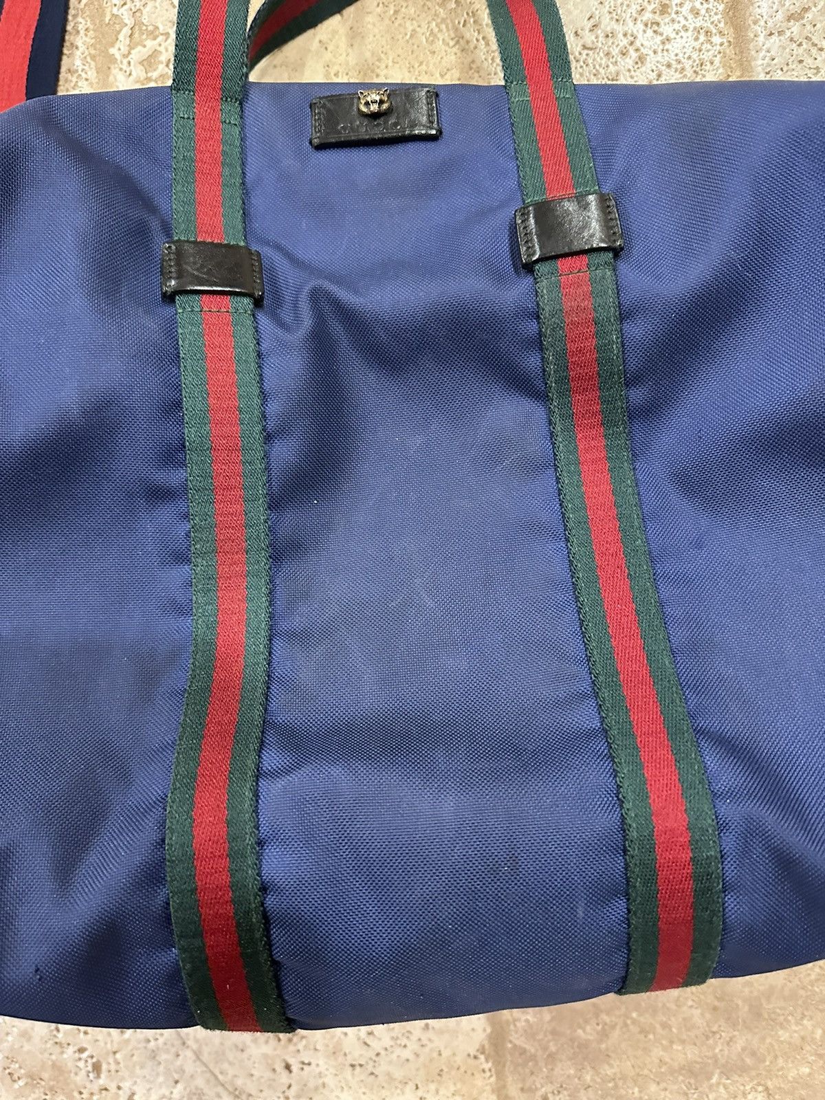Gucci Gucci Navy Cotton / Canvas Duffle Logo Bag Size ONE SIZE - 3 Thumbnail