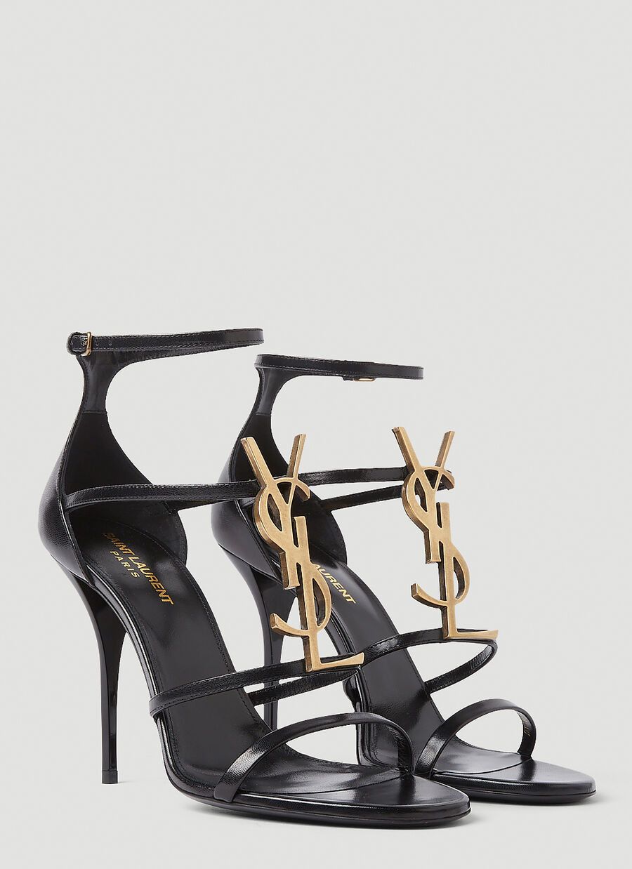 image of Saint Laurent Paris Cassandra Sandals In Smooth Leather in Black, Women's (Size 5)