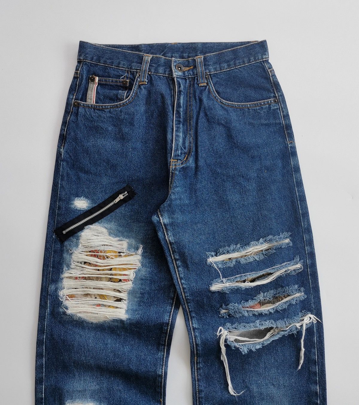 Kapital Back & Forth Selvedge Distressed Ripped Reworked Patch Jeans Size US 28 / EU 44 - 3 Thumbnail